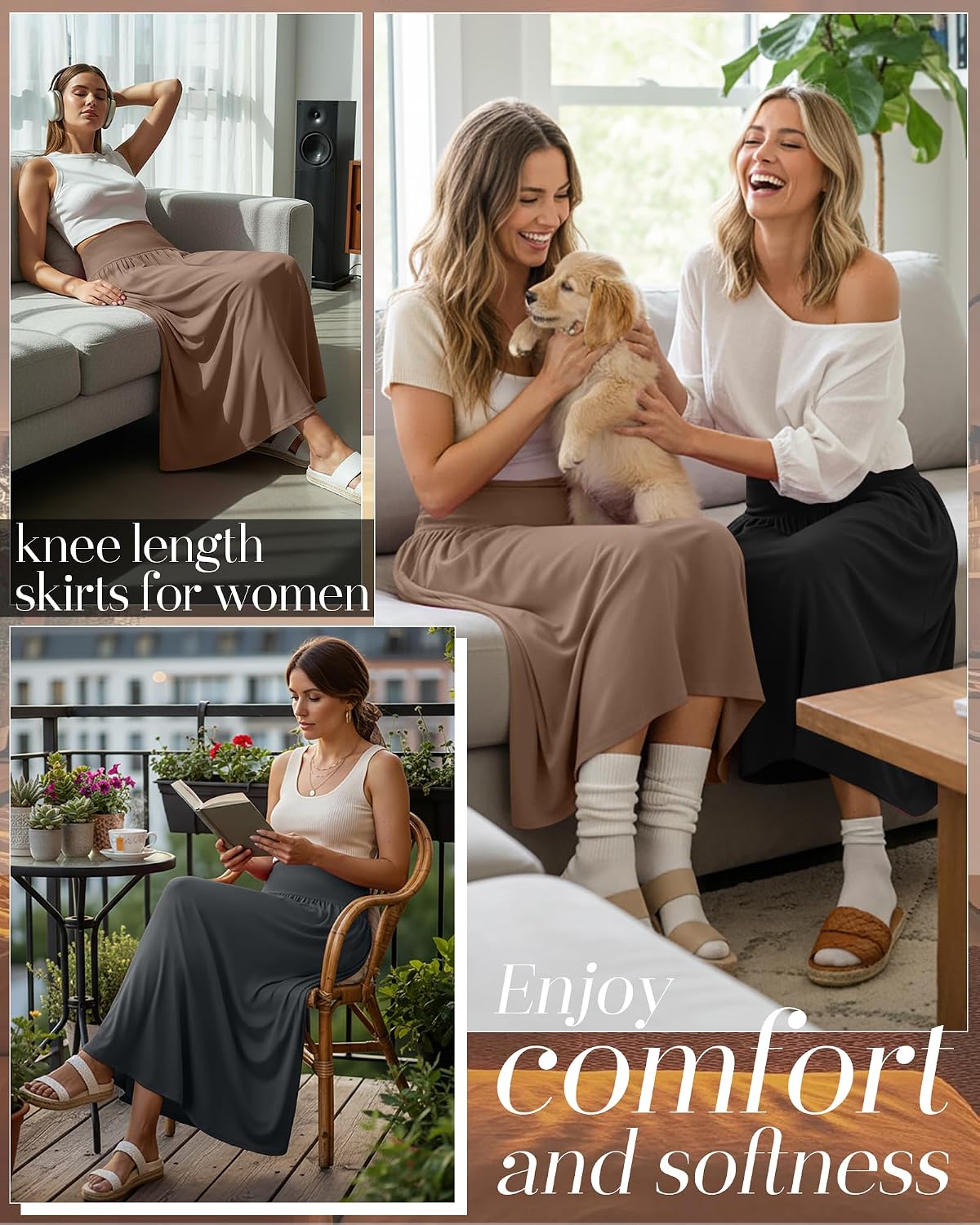Ficerd 3 Pack Maxi Long Skirts for Women