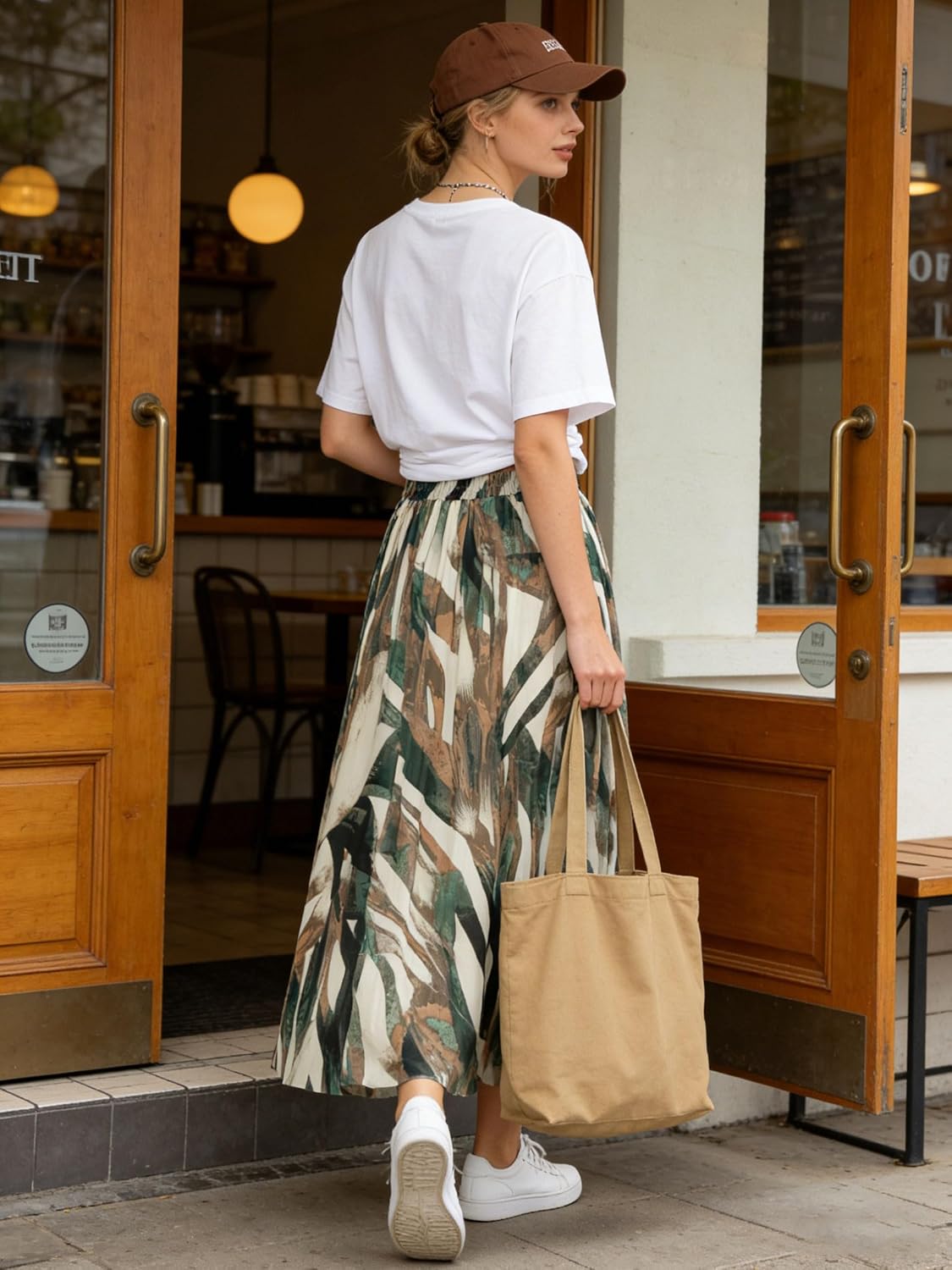 Kingfancy Women's Pleated Skirt A-Line Midi Skirts