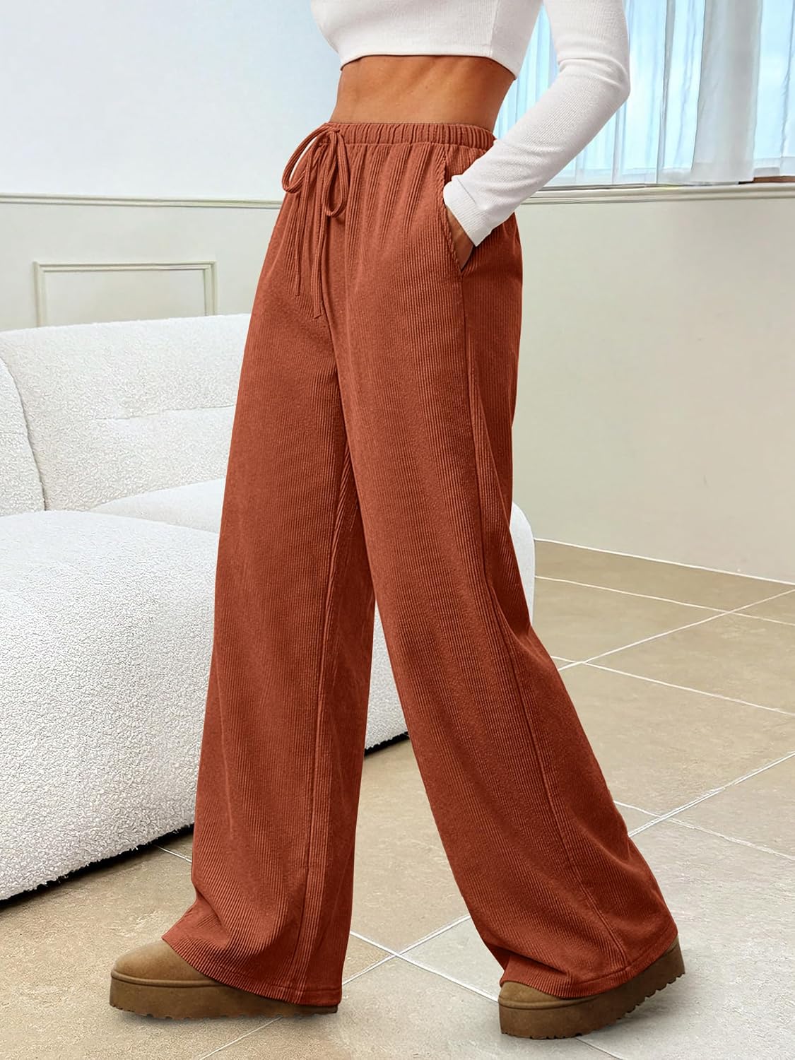 ANRABESS Womens Fall Straight Leg Lounge Pants Pajama Bottoms