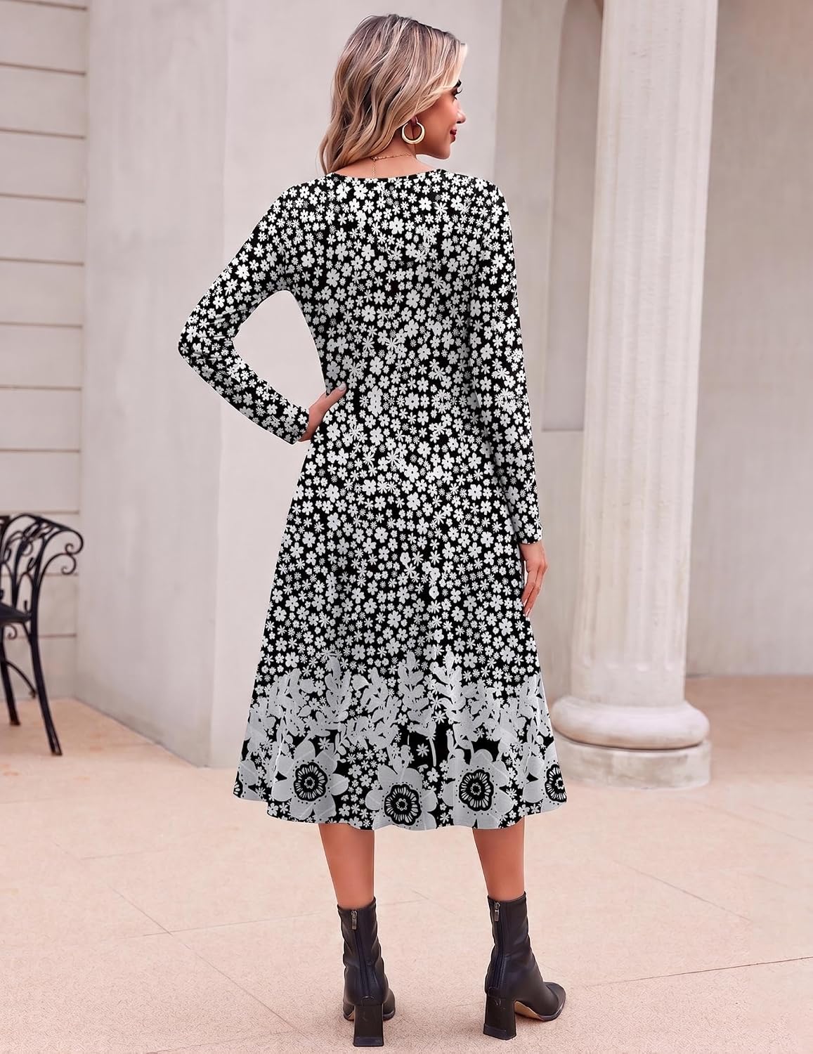 Zeagoo Dresses for Womens Long Sleeve Midi Dress Fall Casual A Line Dress
