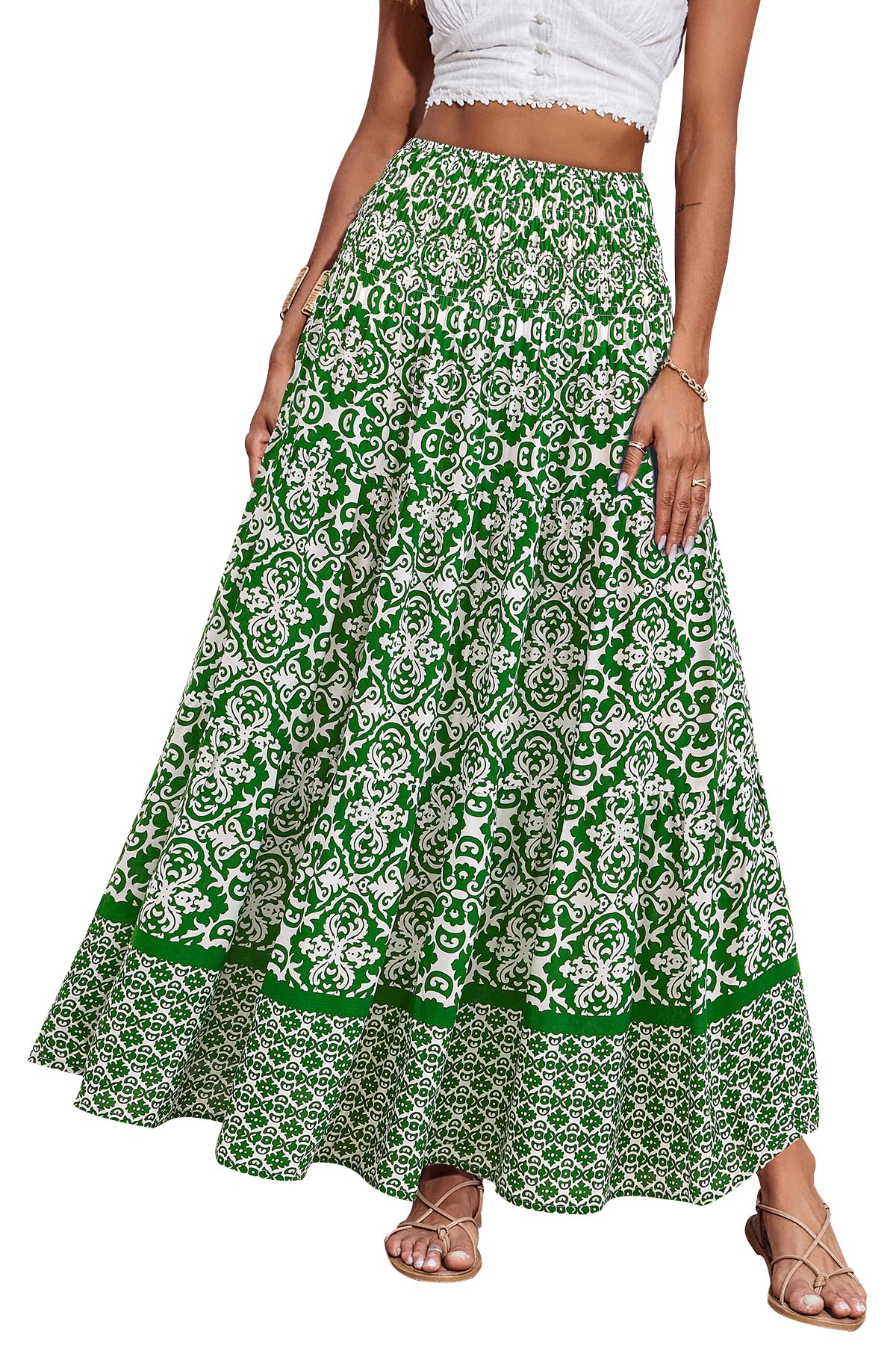 CFLONGE Summer Maxi Skirts for Women 2026 Trendy Floral A Line Boho Skirt