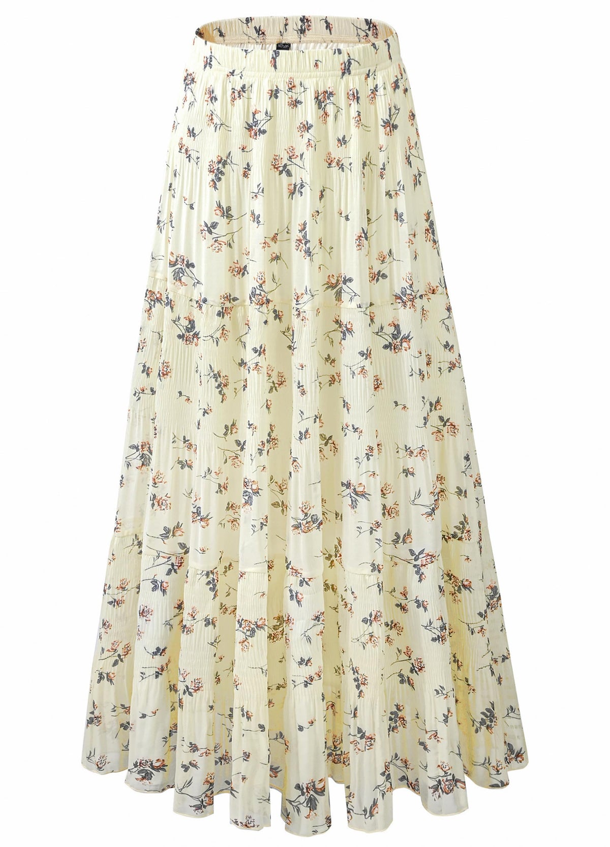 Women's Chiffon White Flowy Maxi Skirts Boho Summer Elastic Waisted Pleated A Line Long Skirt for Women 2026