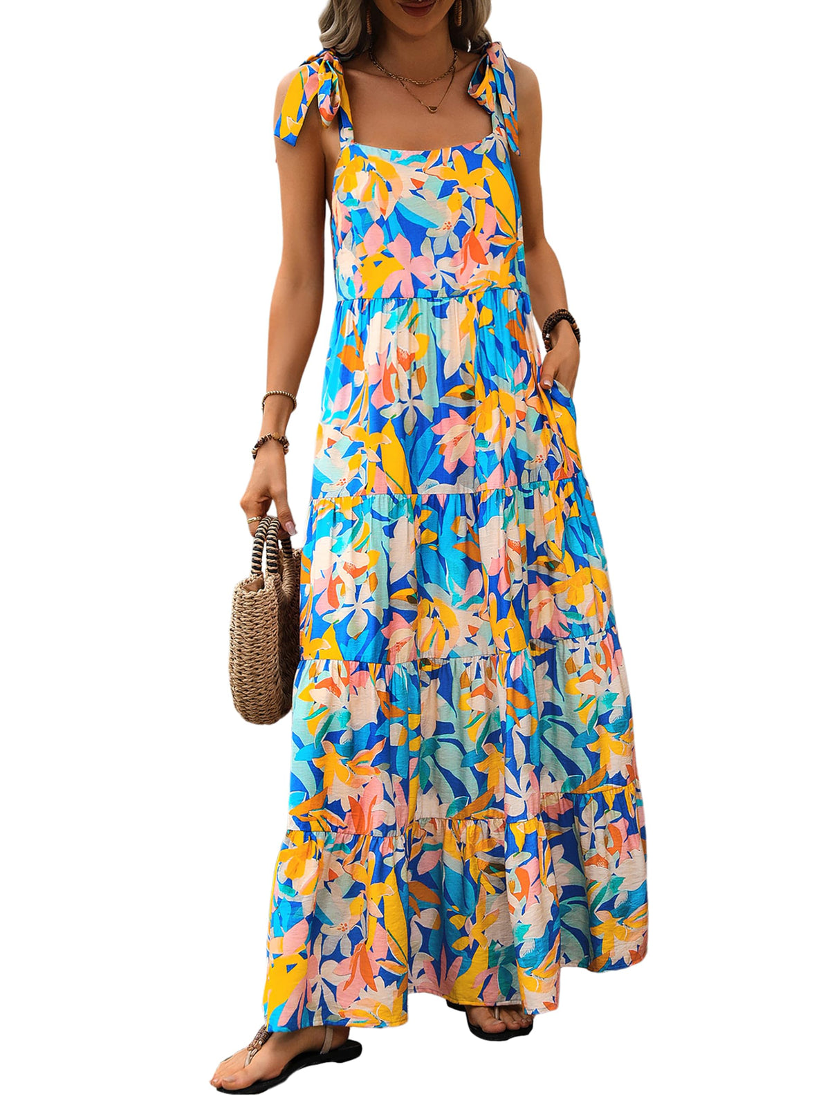 PRETTYGARDEN Women Dresses 2026 Summer Floral Sleeveless Maxi Dress Casual