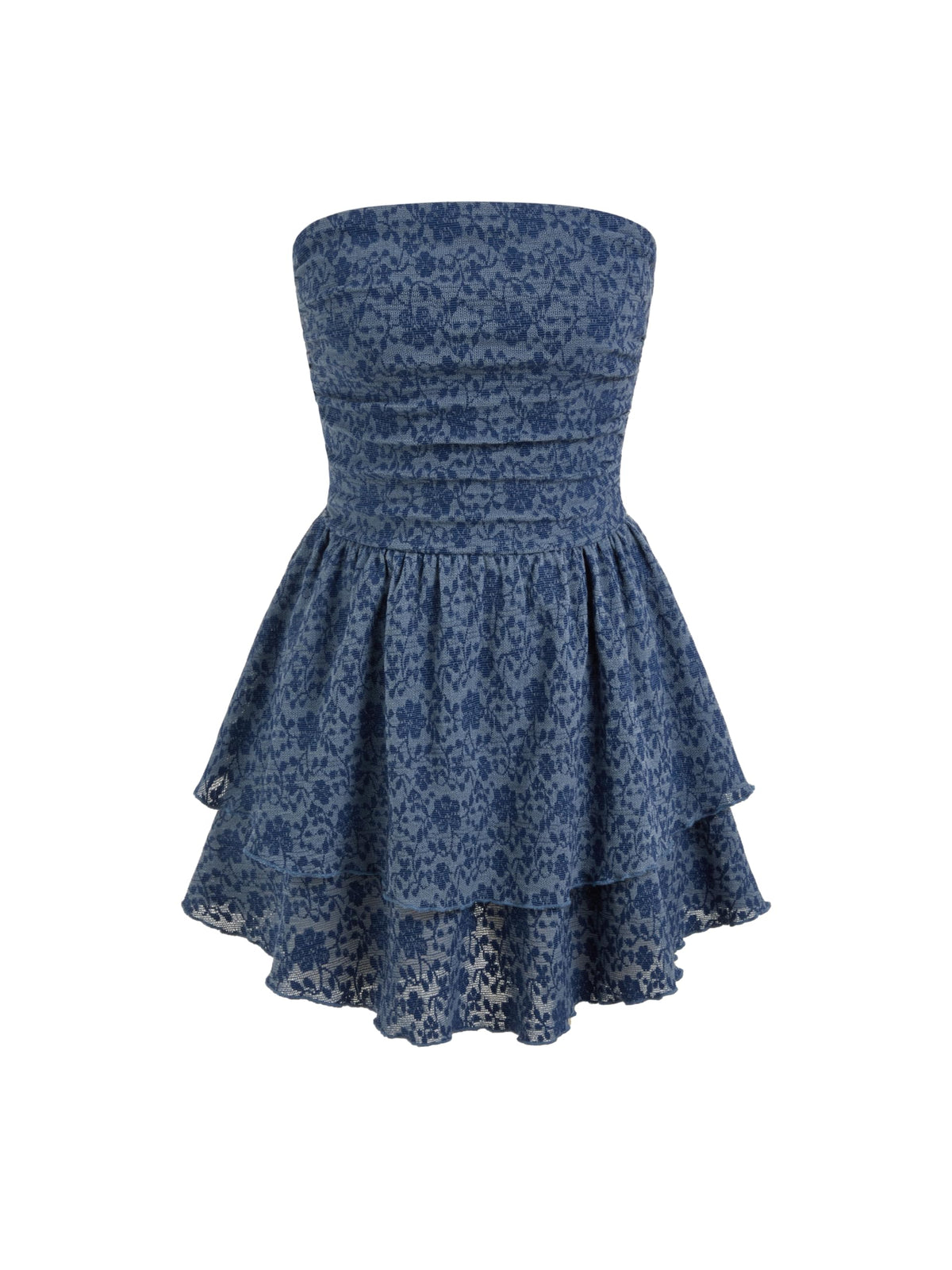 CIDER Women's Summer Cocktail Dress - Tube Ruched Ruffle Mini Dress