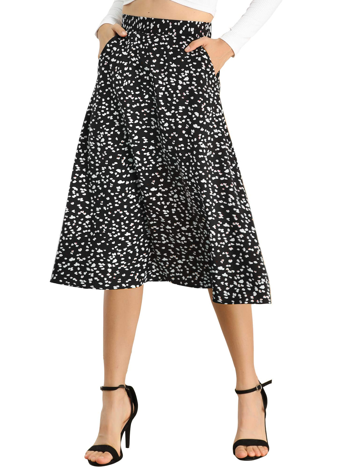 Allegra K Women's Floral Skirt A-Line Midi Skirt Chiffon High Waist Skirts