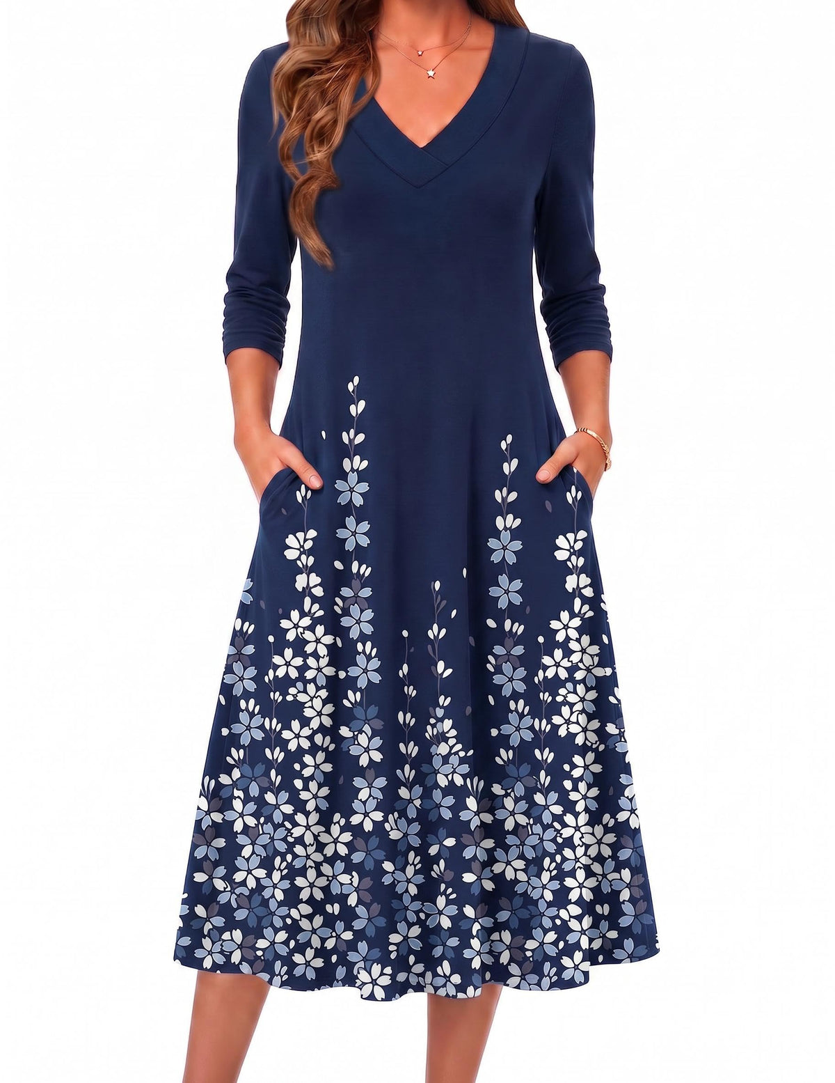 Zeagoo Dresses for Womens Long Sleeve Midi Dress Fall Casual A Line Dress