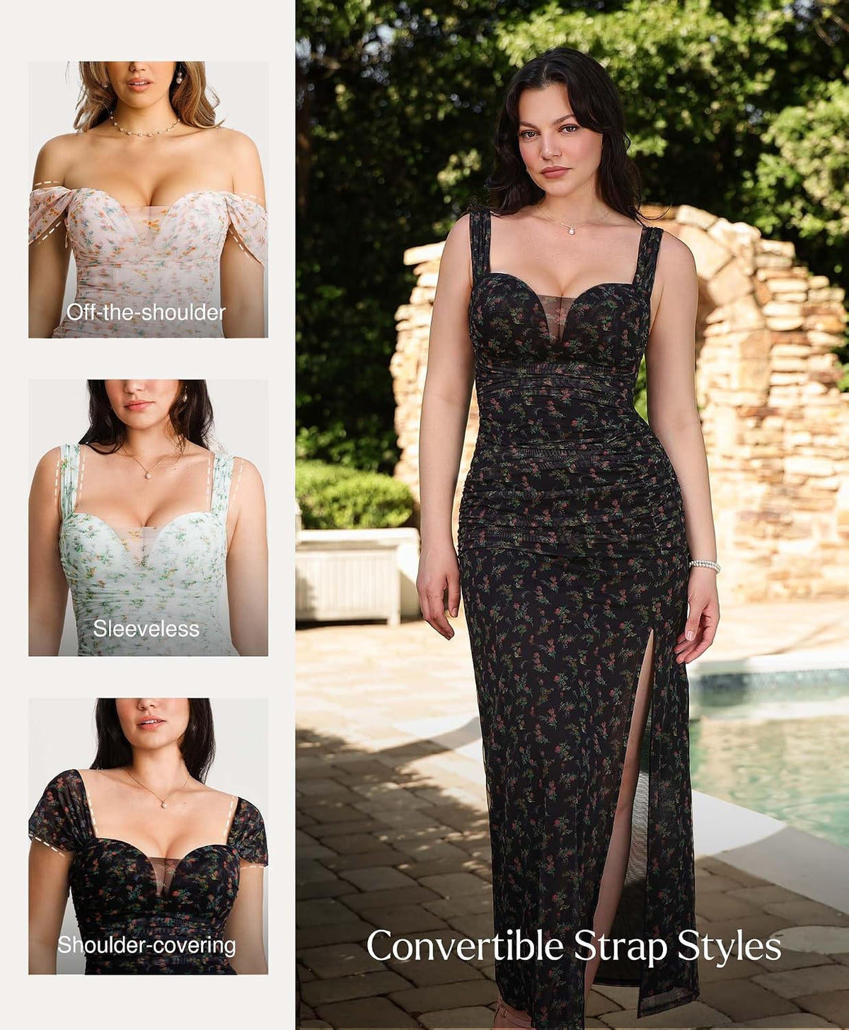 Popilush Women's Off the Shoulder Formal Wedding Guest Maxi Dress