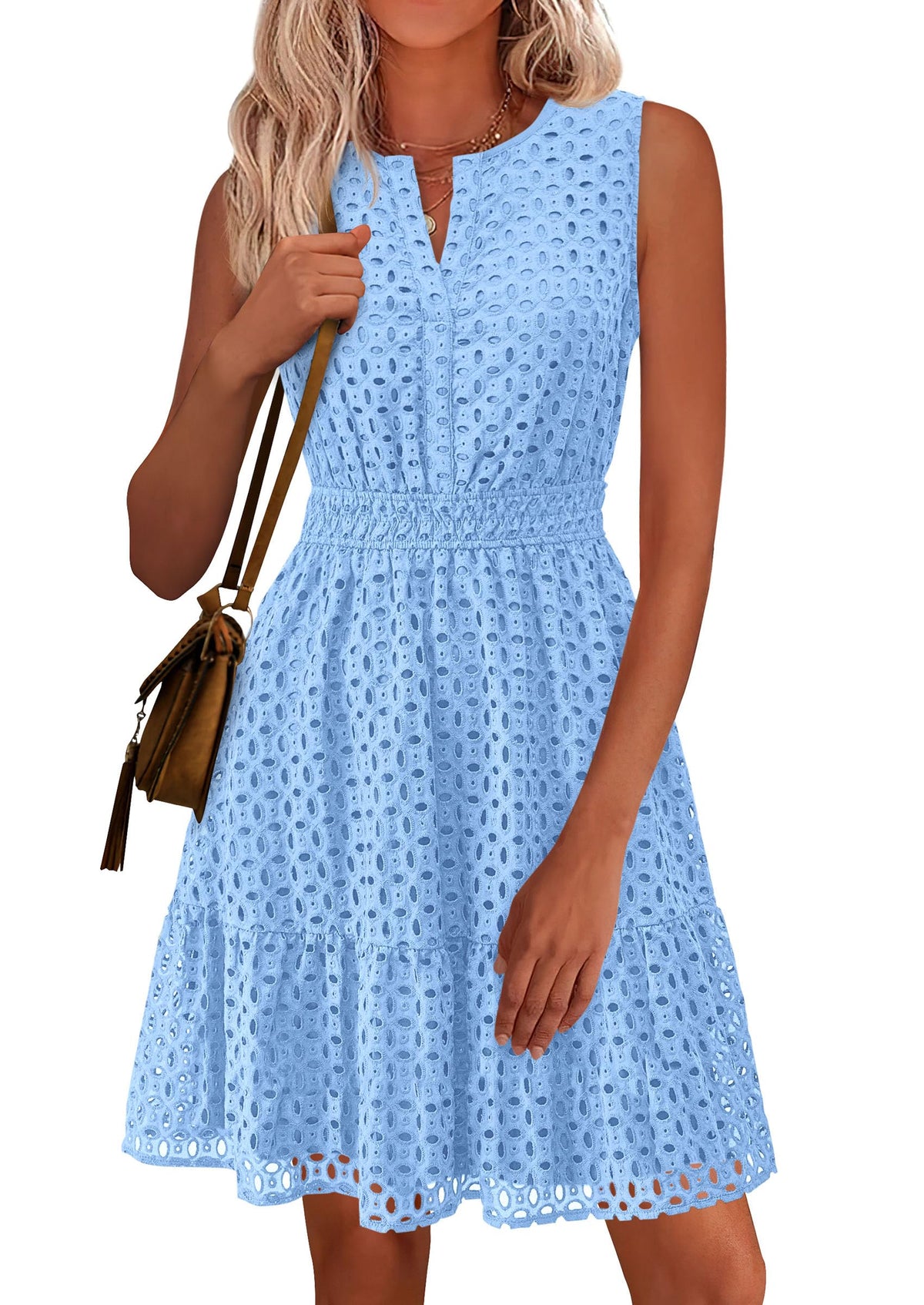PRETTYGARDEN Women's Summer Eyelet A Line Short Dresses