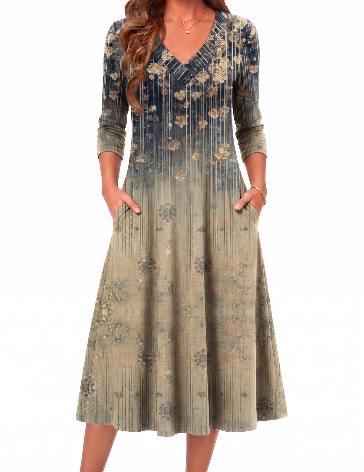 Zeagoo Dresses for Womens Long Sleeve Midi Dress Fall Casual A Line Dress