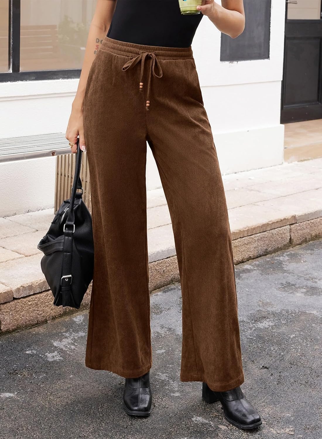 Sidefeel Womens Wide Leg Corduroy Pants High Waisted Fall Trousers