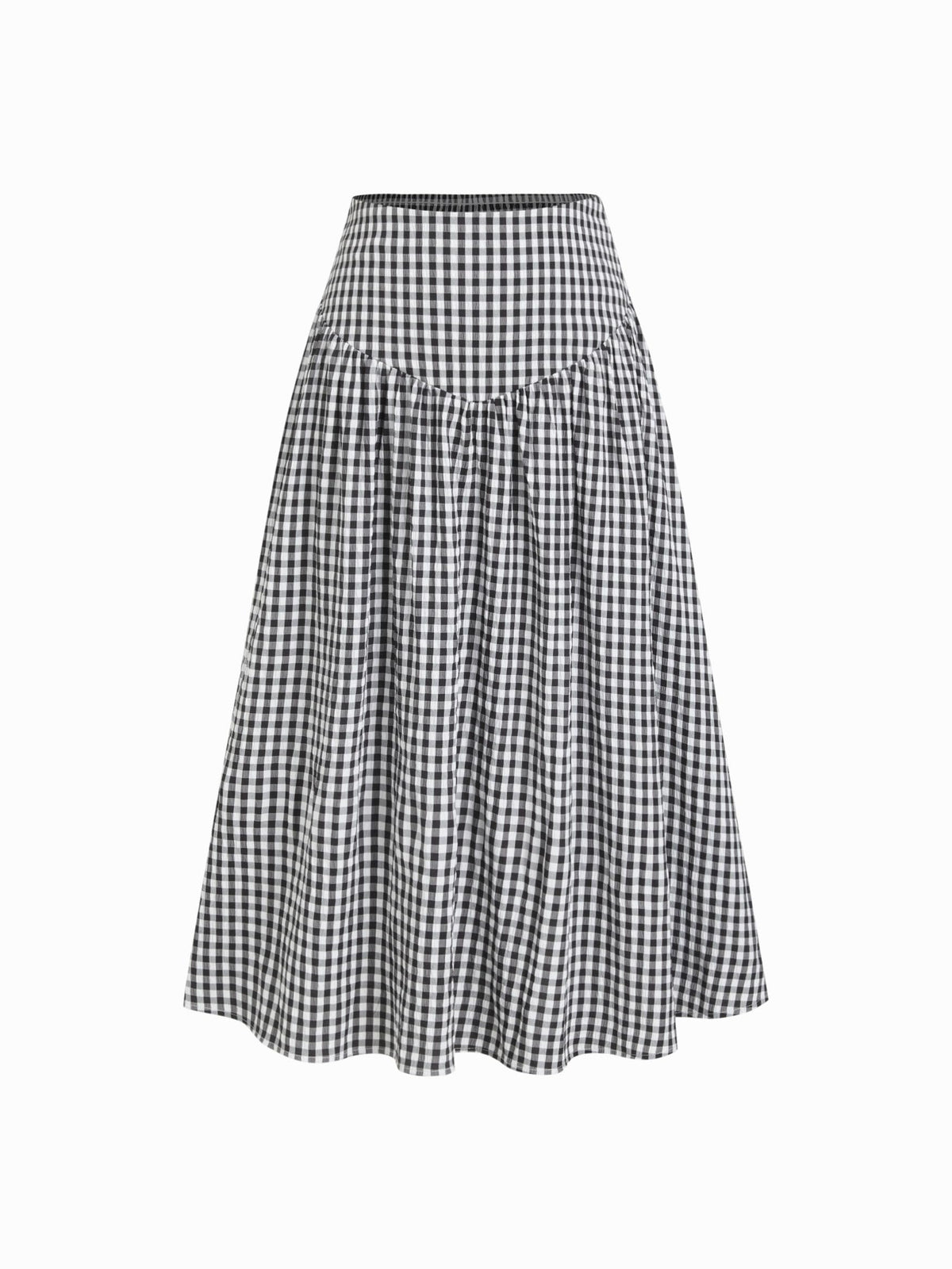 CIDER Gingham Midi Skirts for Women A Line High Waist Long Plaid Maxi Skirt