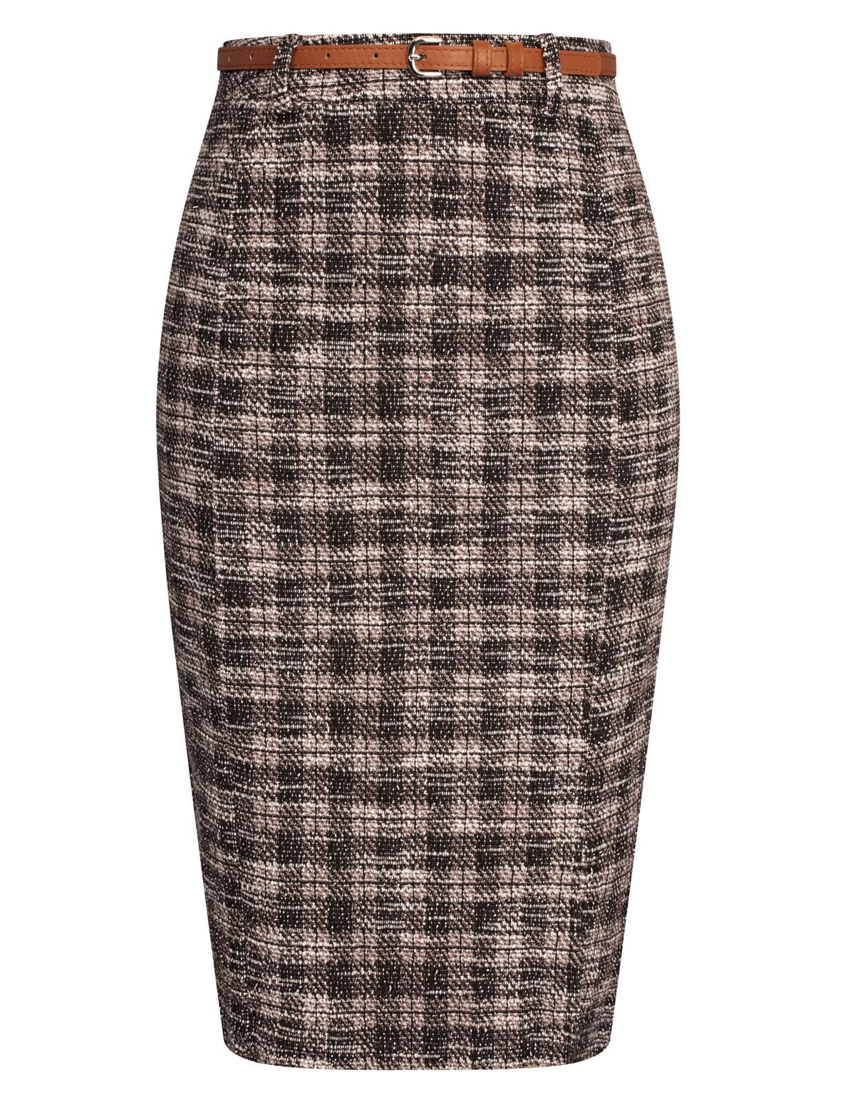 Kate Kasin Women Tweed Pencil Skirt, Knee Length Skirts with Slit