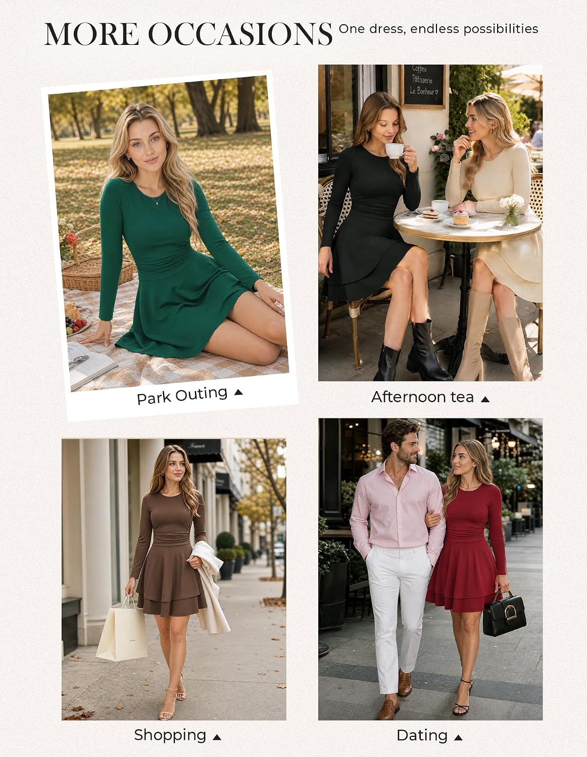 GRACE KARIN 2026 Womens Fall Long Sleeve Party Mini Dresses with Pockets
