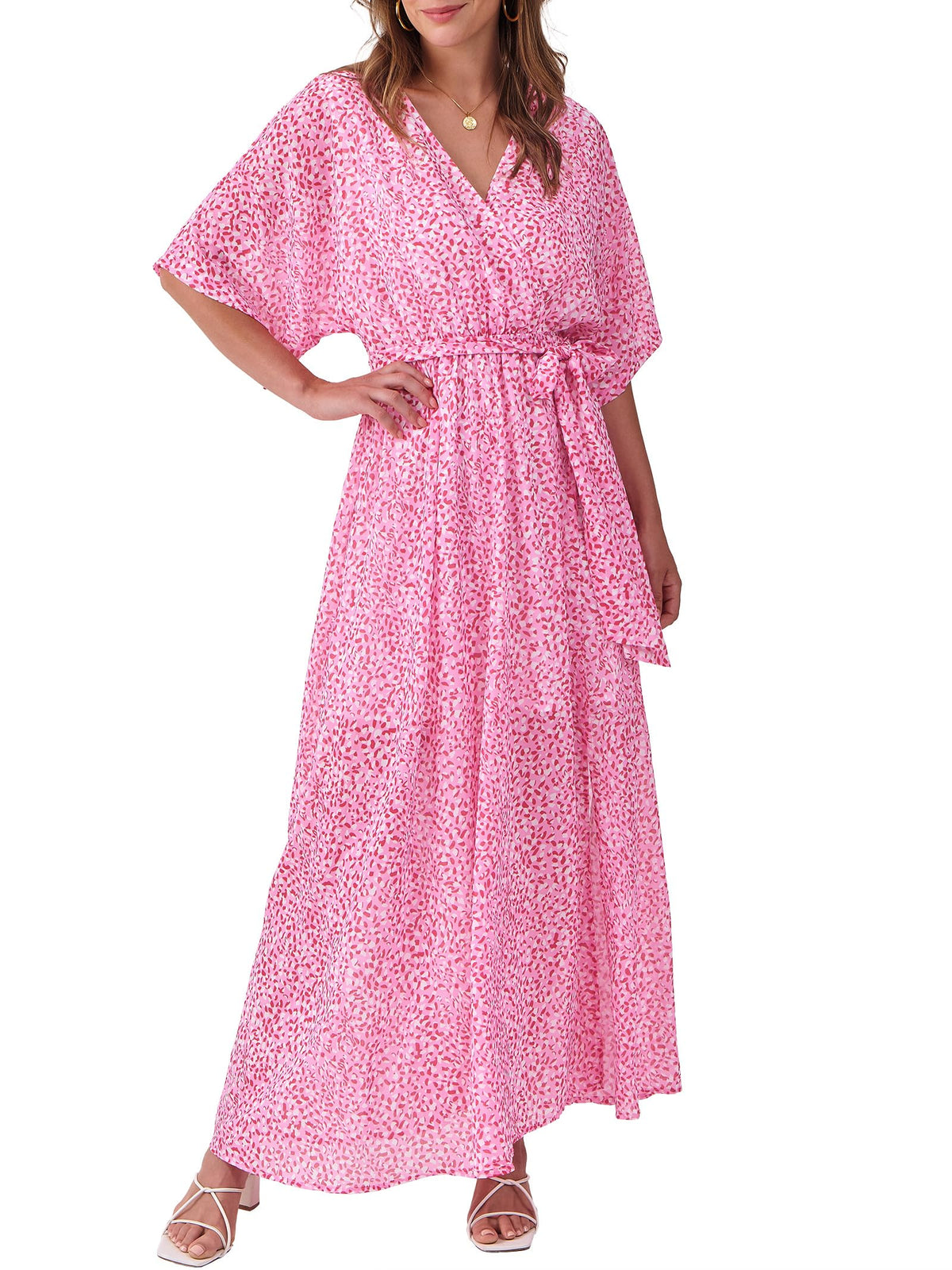 ANRABESS Womens Boho Floral Wedding Guest Maxi Dress