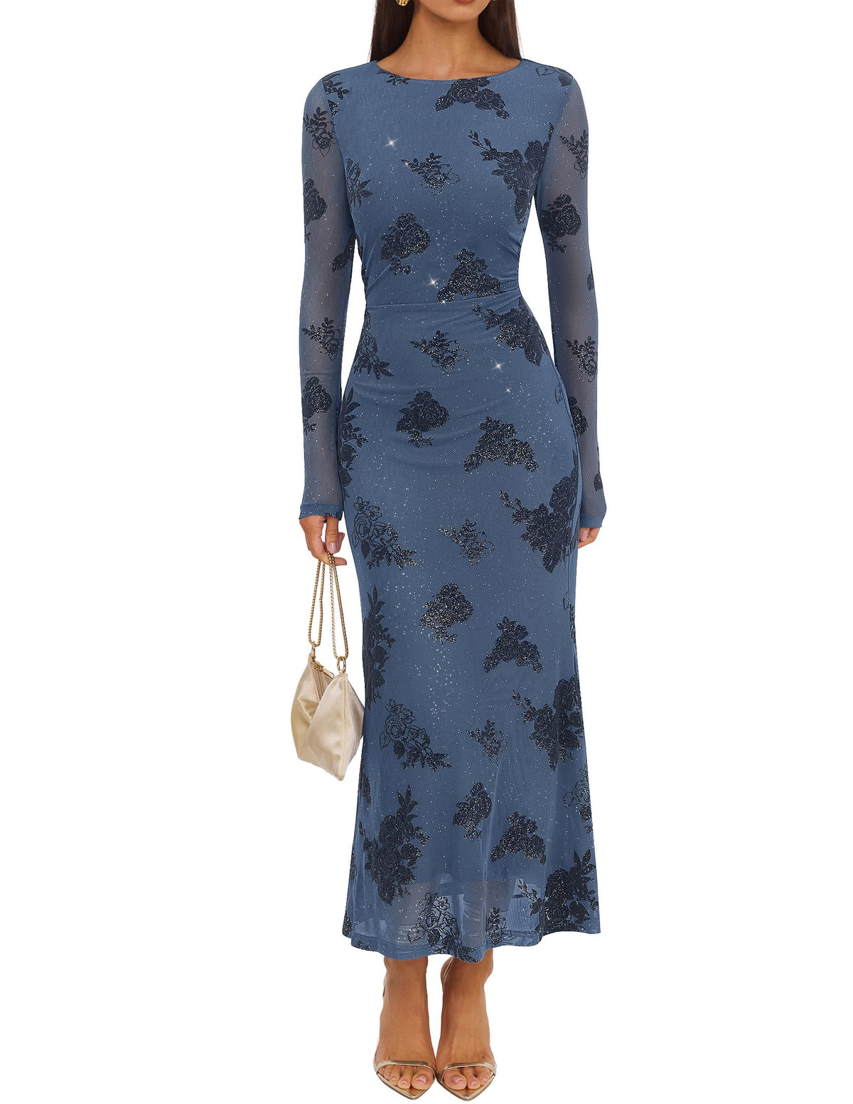 ZESICA Women Fall Floral Wedding Guest Cocktail Maxi Dress