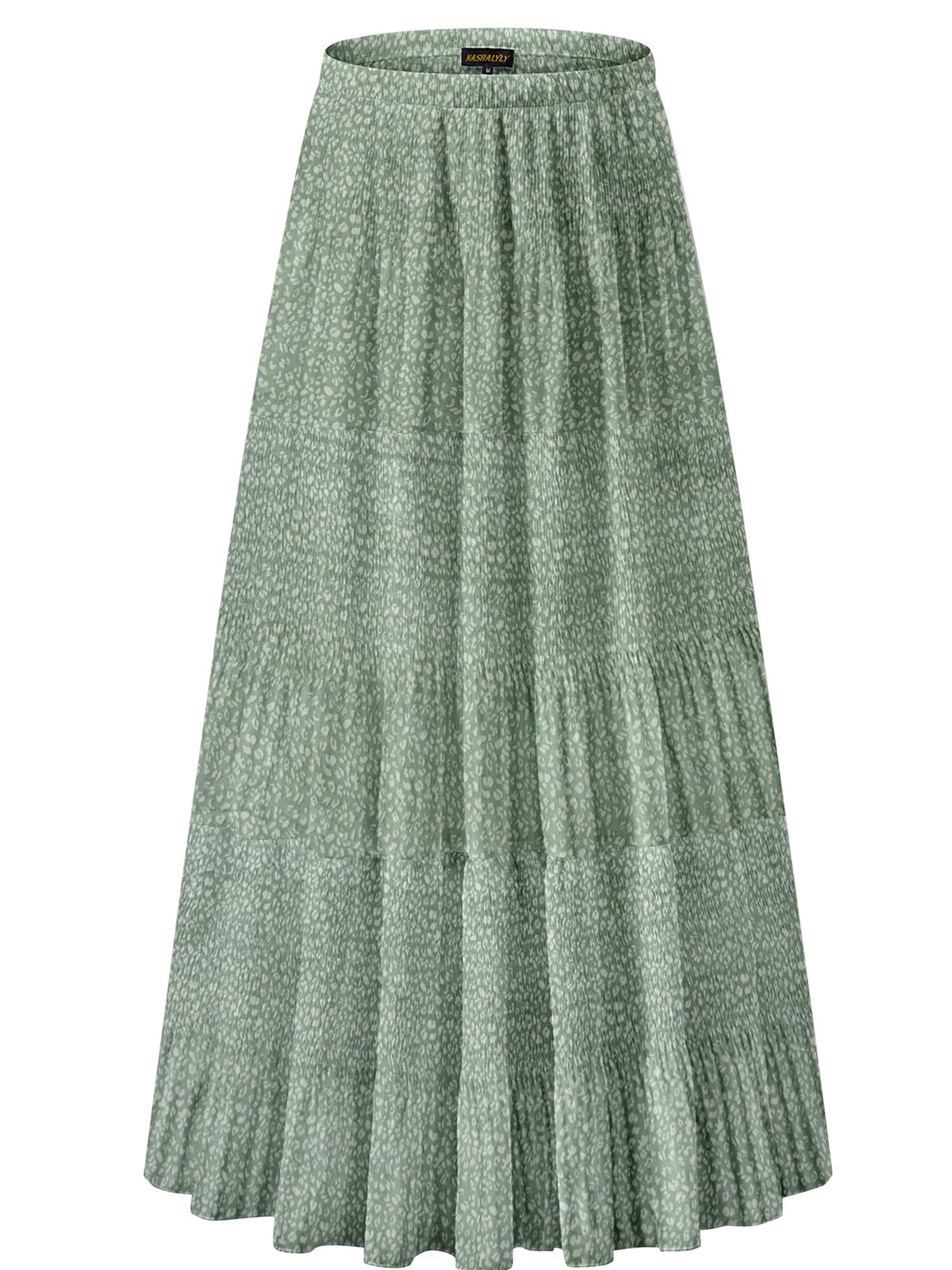 NASHALYLY Women's Chiffon Elastic High Waist Pleated A-Line Maxi Skirts