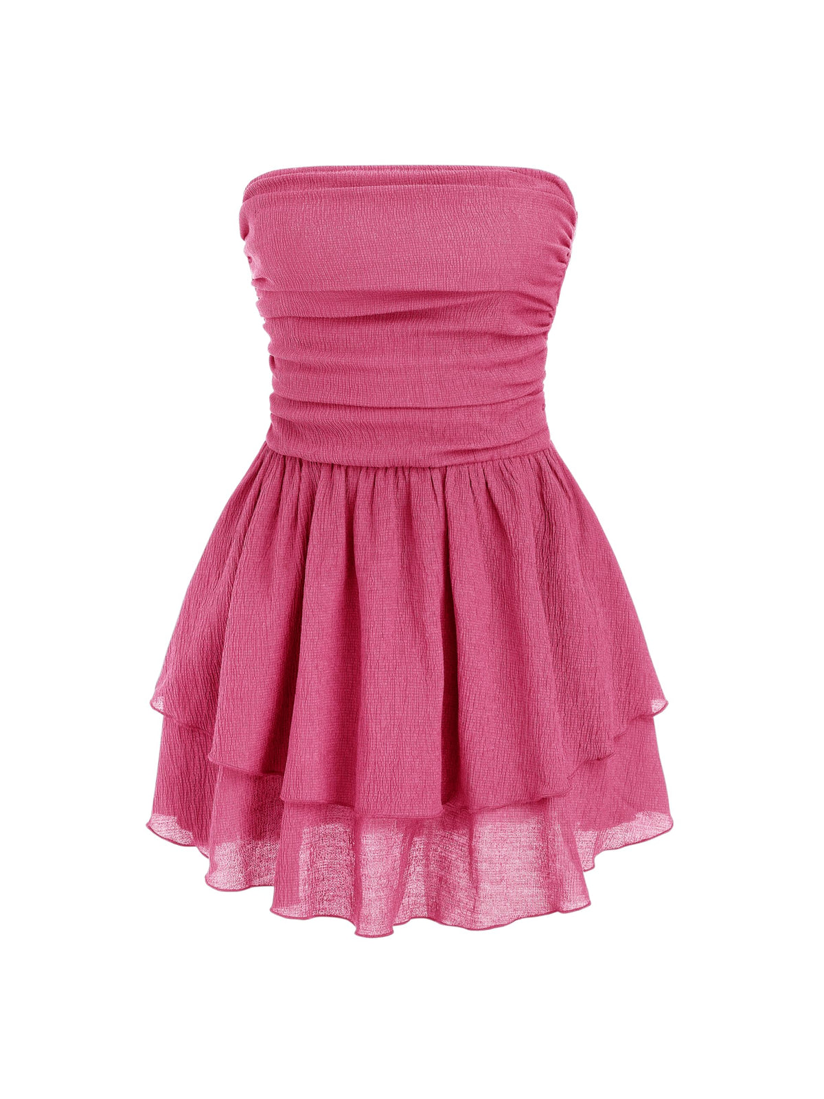 CIDER Women's Summer Cocktail Dress - Tube Ruched Ruffle Mini Dress