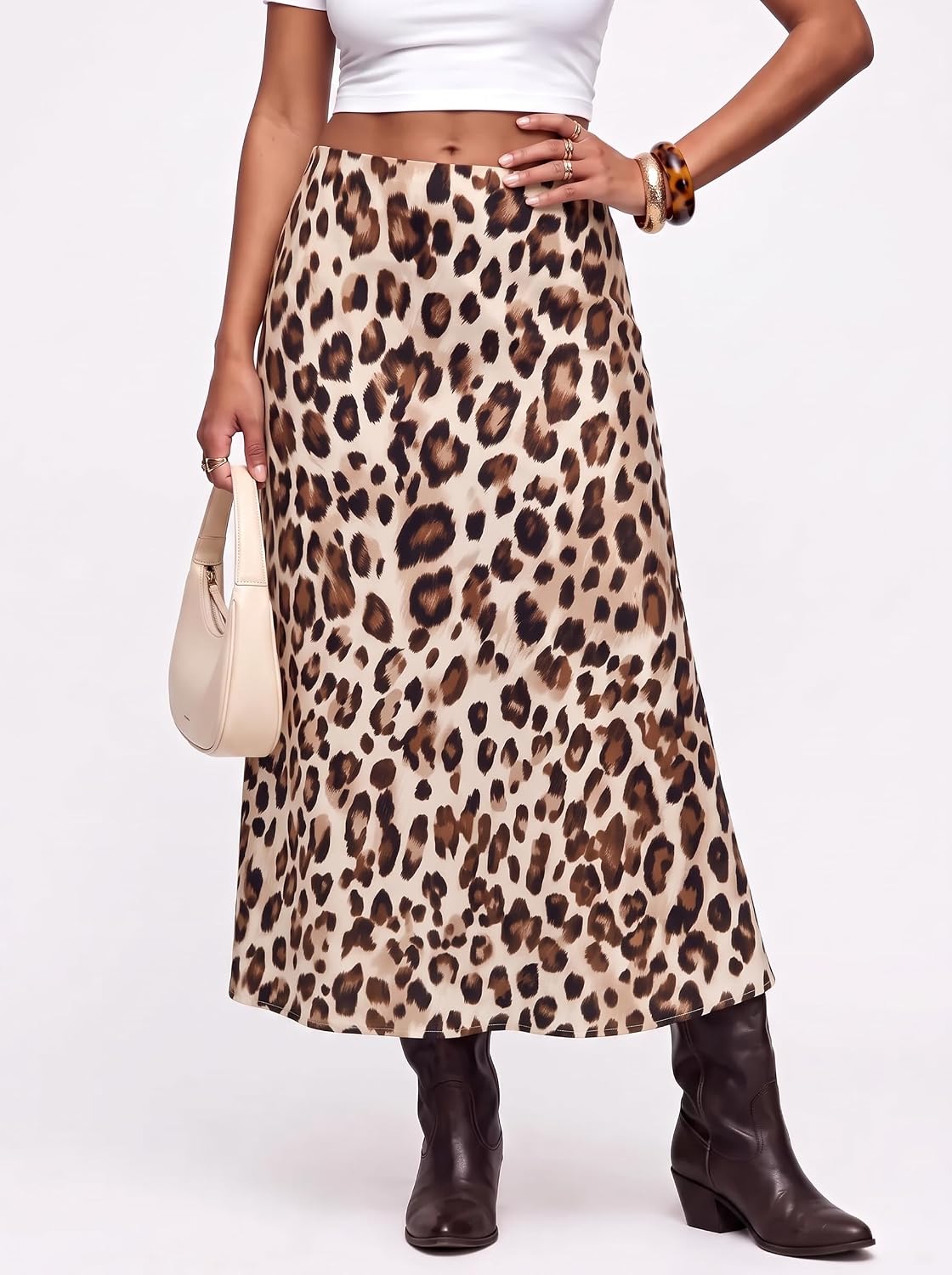 Dokotoo Skirts for Women Trendy High Waisted Cocktail Long Silk Midi Skirt