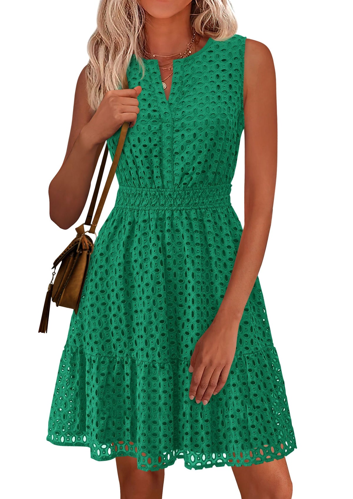 PRETTYGARDEN Women's Summer Eyelet A Line Short Dresses