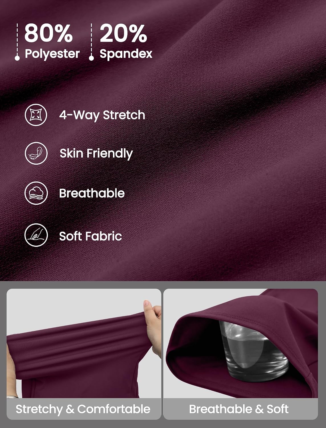 COPYLEAF Dress Pants Women Stretchy Work Pants Casual Flare Pull On Slacks