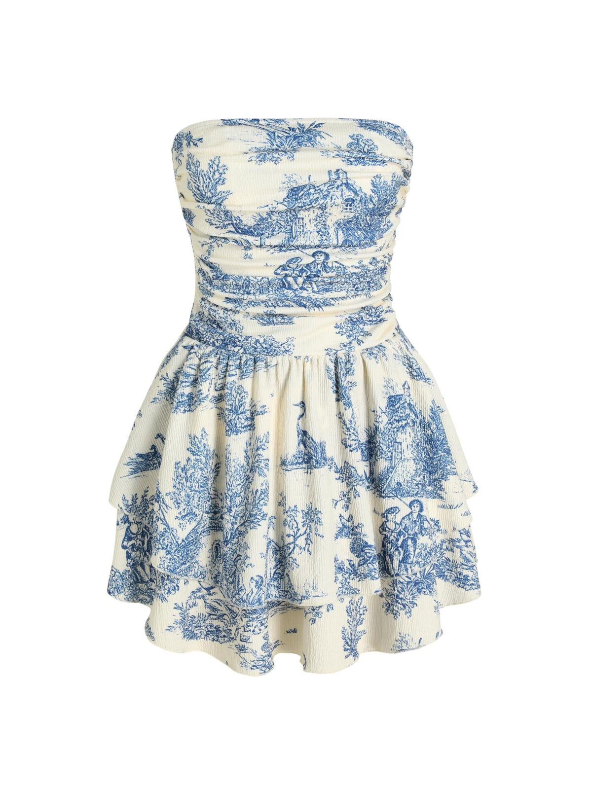 CIDER Women's Summer Cocktail Dress - Tube Ruched Ruffle Mini Dress