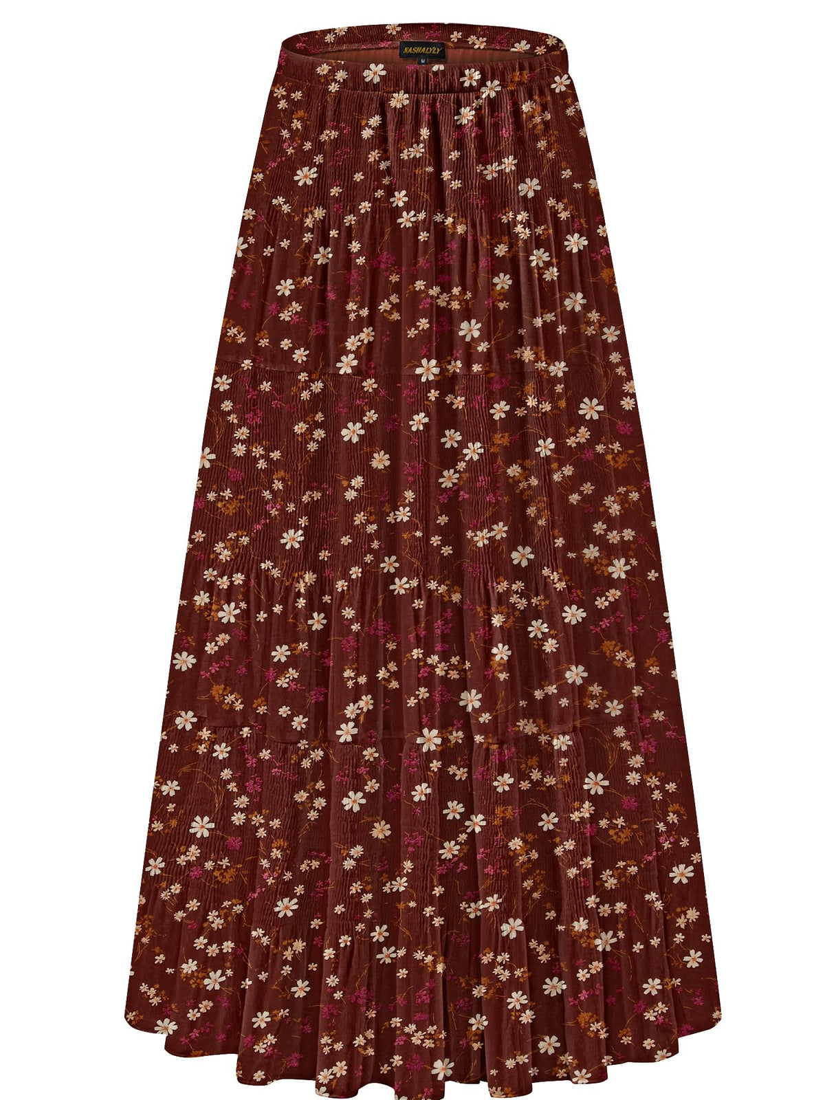 NASHALYLY Women's Chiffon Elastic High Waist Pleated A-Line Maxi Skirts