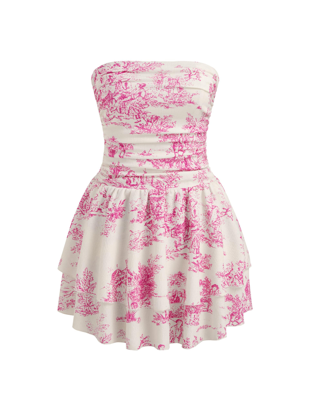 CIDER Women's Summer Cocktail Dress - Tube Ruched Ruffle Mini Dress