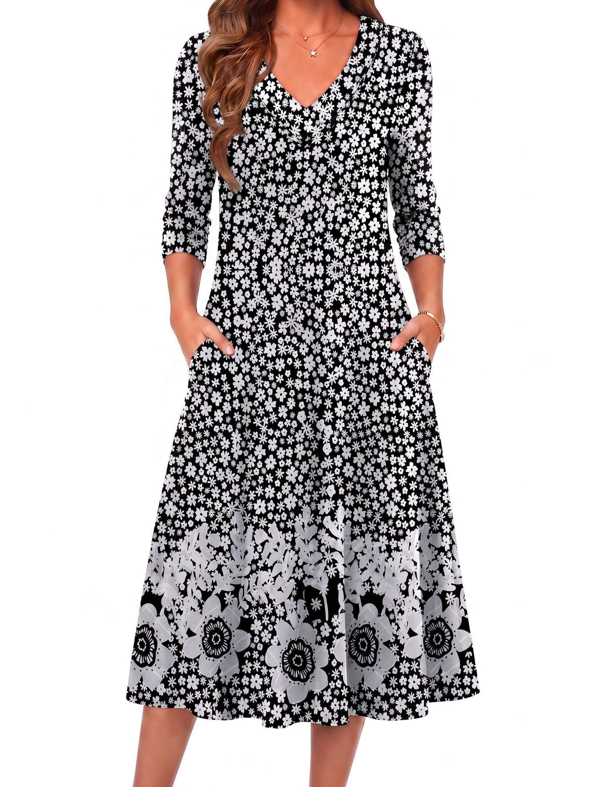 Zeagoo Dresses for Womens Long Sleeve Midi Dress Fall Casual A Line Dress