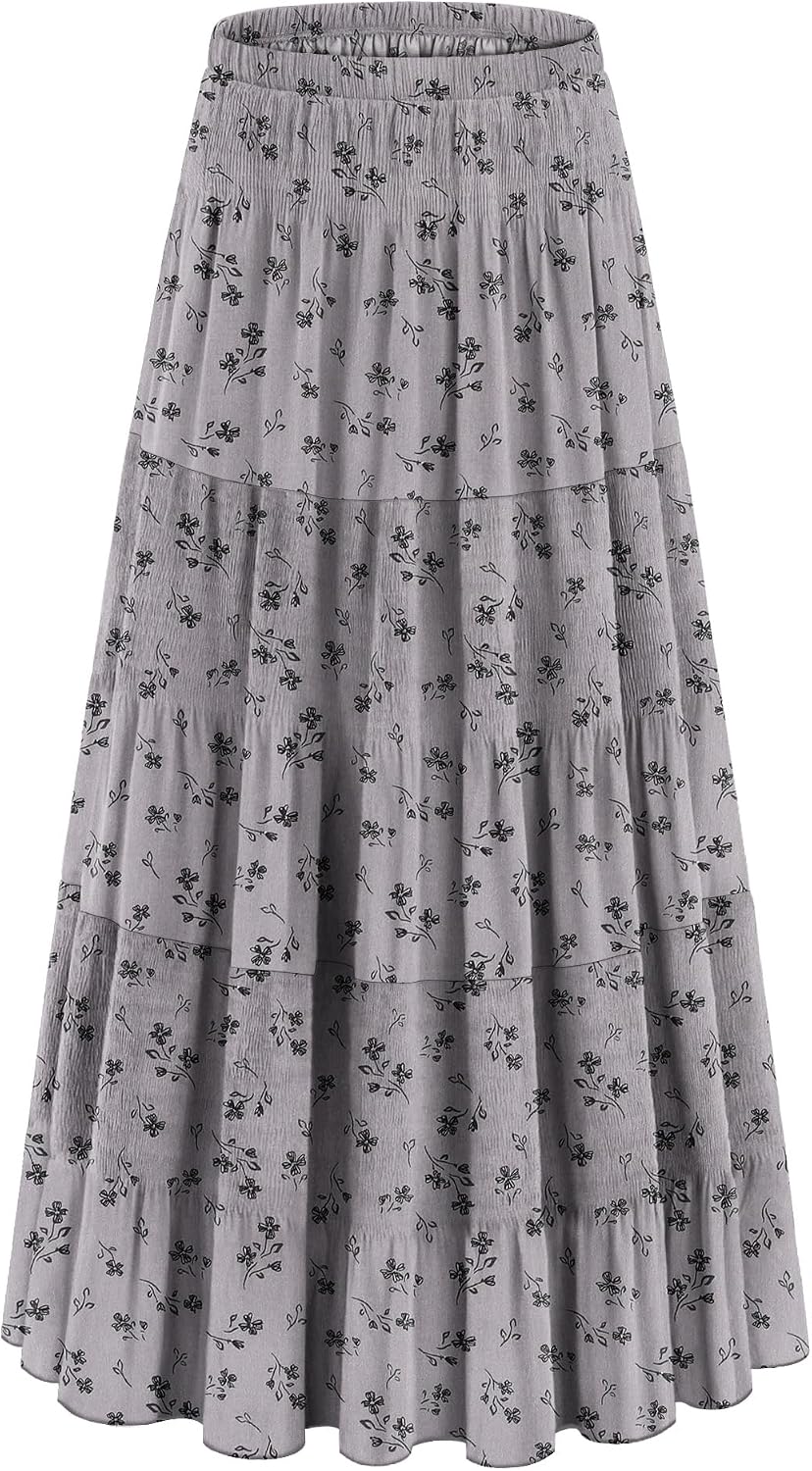 onlypuff Maxi Skirt Women Western Midi Chiffon Flowy Boho Fall Outfits