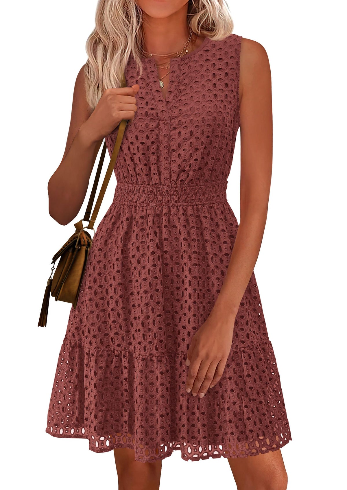 PRETTYGARDEN Women's Summer Eyelet A Line Short Dresses
