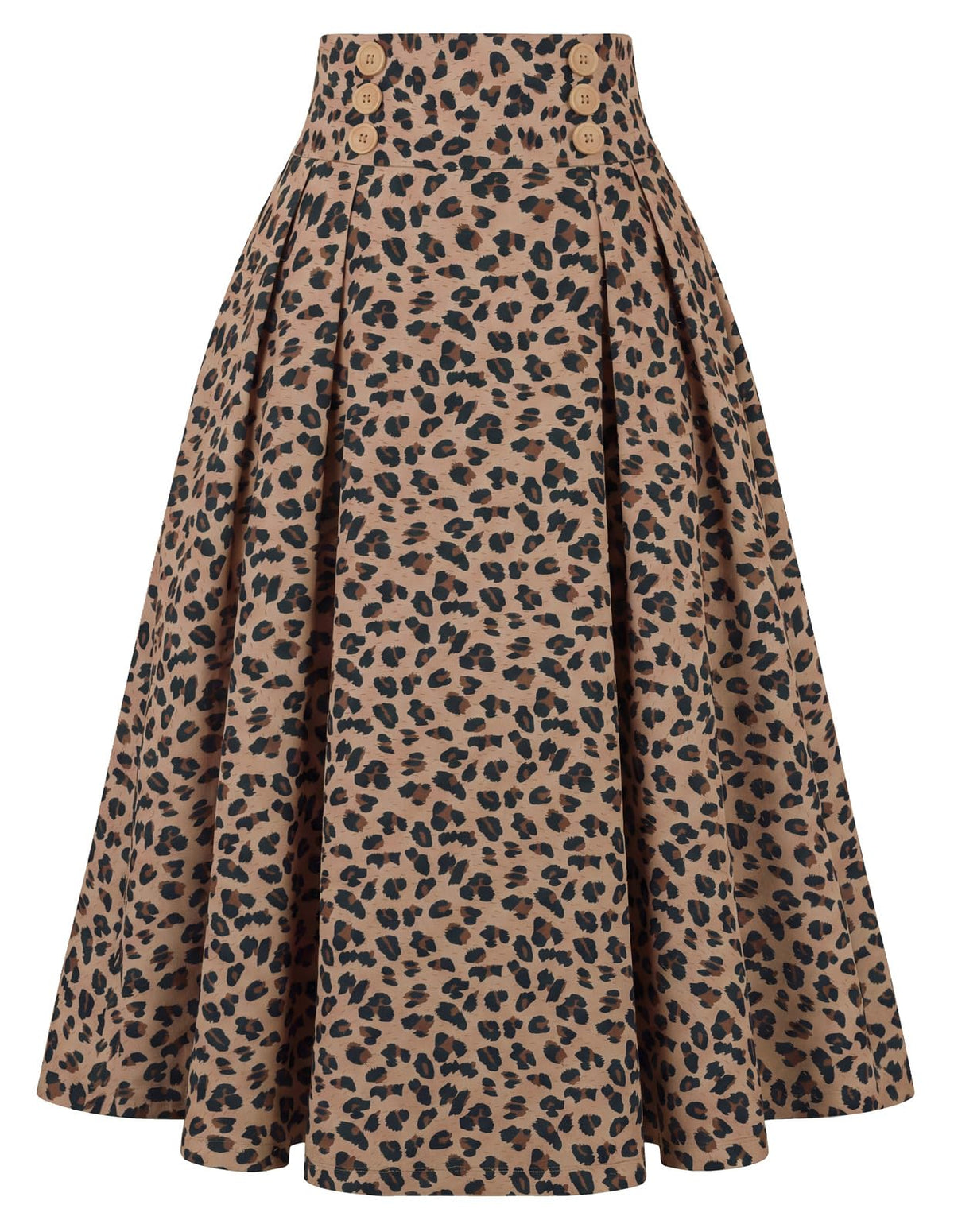 Belle Poque Women's Midi Pleated A-Line Skirts Pockets