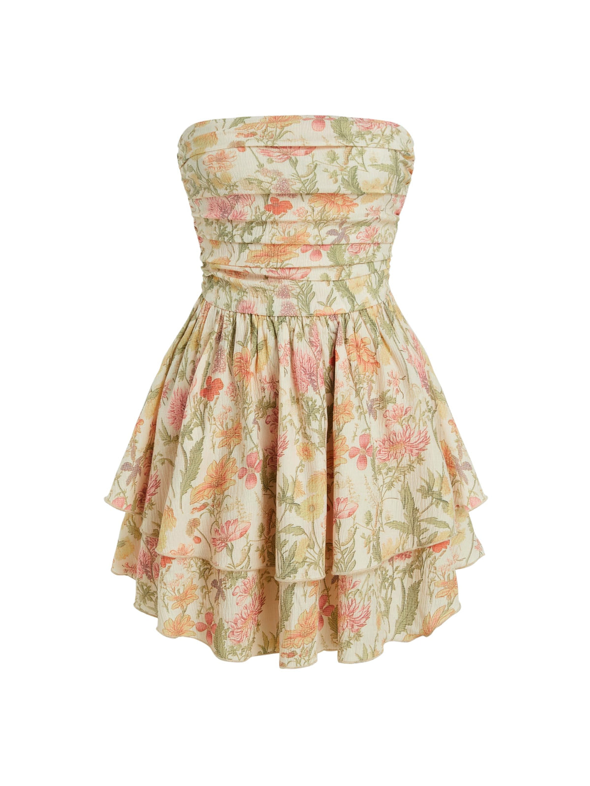 CIDER Women's Summer Cocktail Dress - Tube Ruched Ruffle Mini Dress