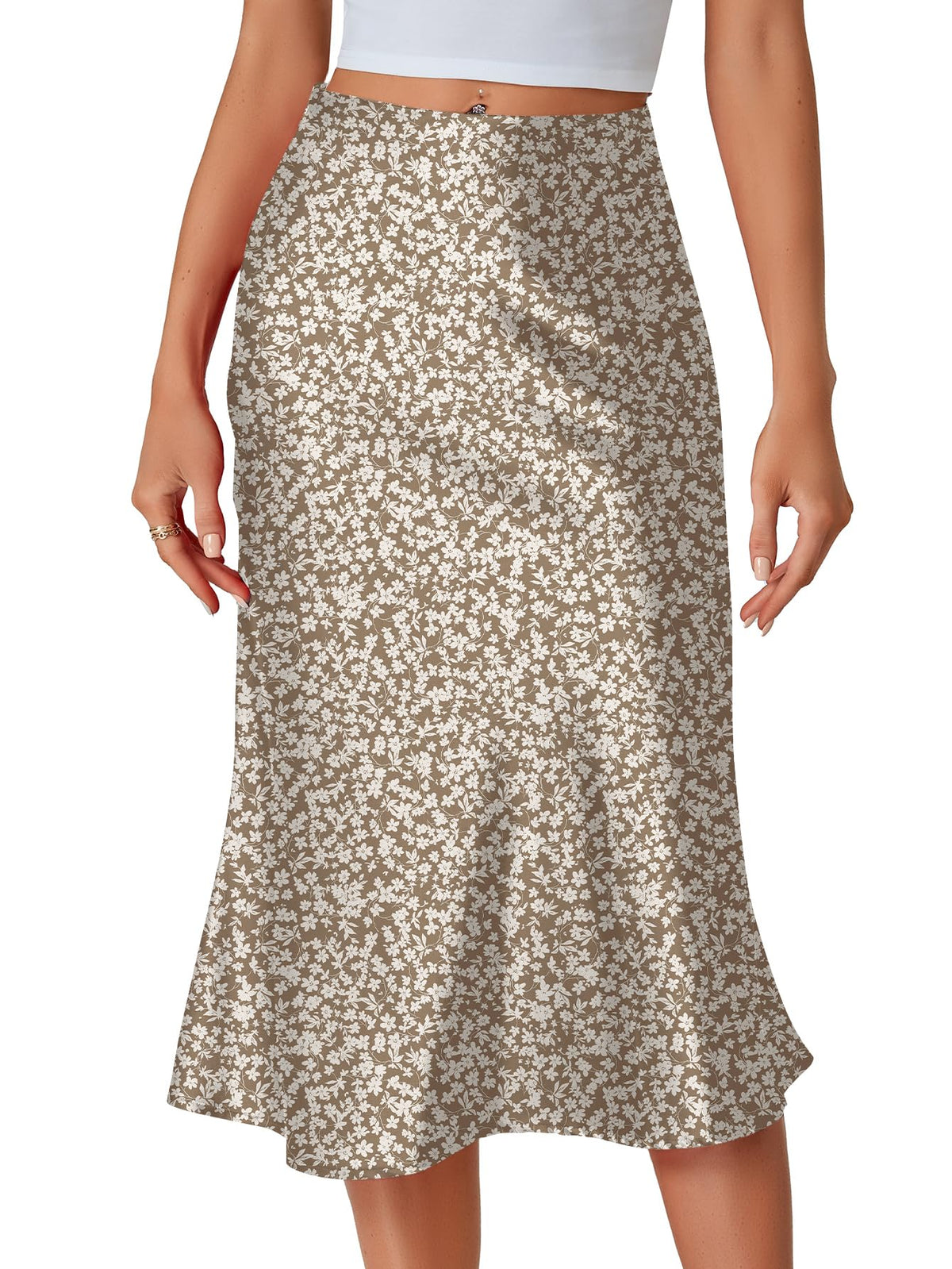 LYANER Women's Satin Silky Midi Skirt
