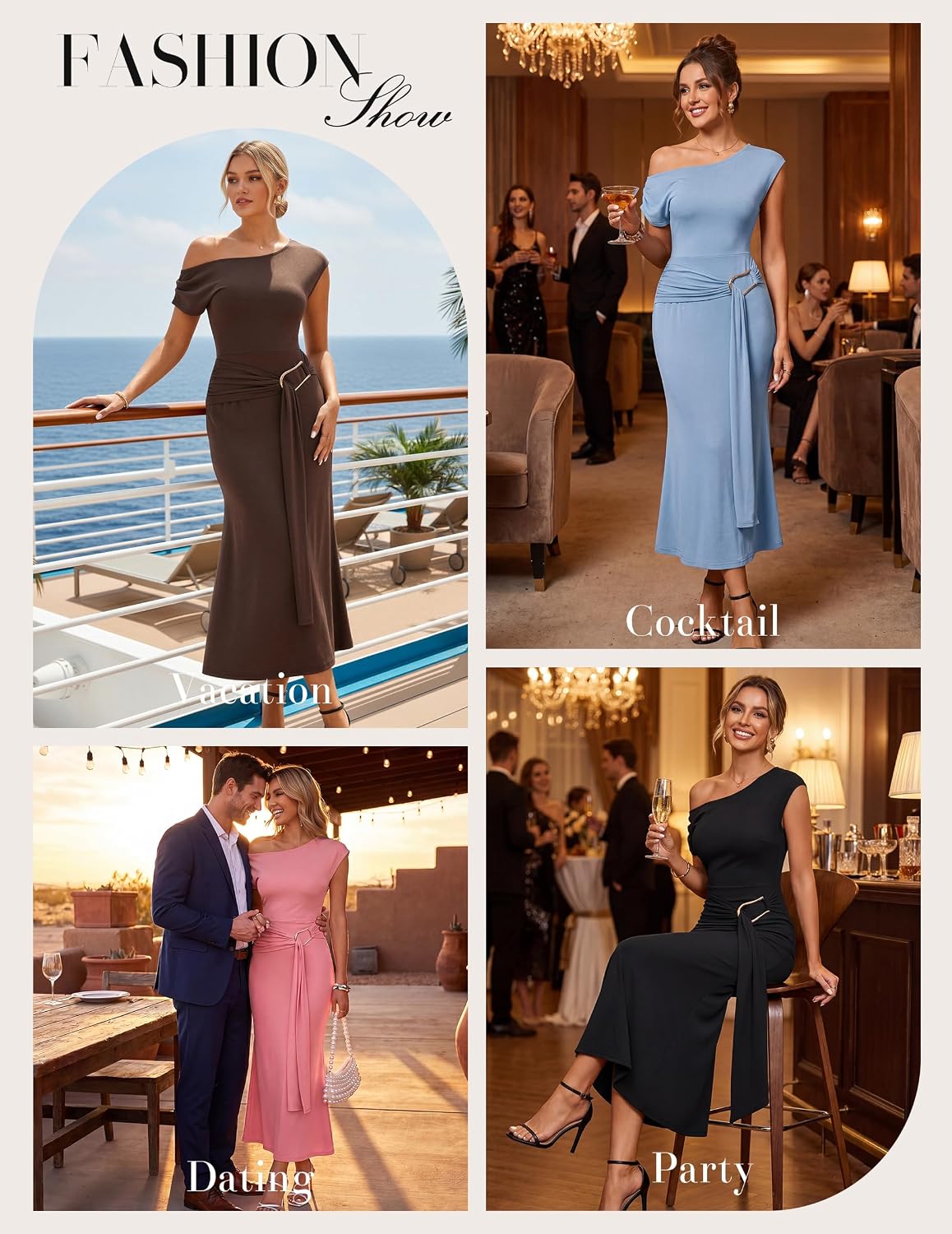 GRACE KARIN Womens Wedding Guest Cocktail Bodycon Maxi Dresses
