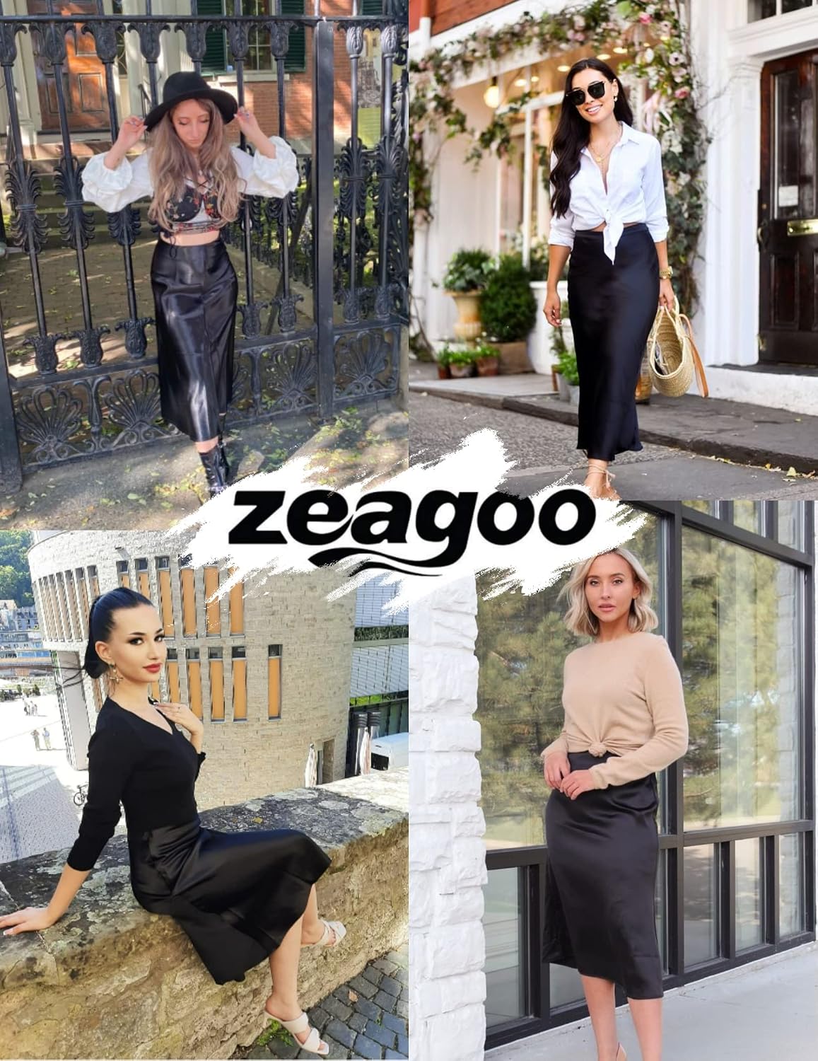 Zeagoo Skirts for Women High Waist Skirt Elegant Midi Skirt Satin
