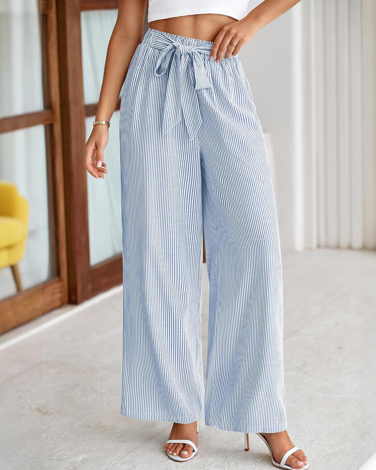 BTFBM Striped Palazzo Pants for Women Casual Summer 2026