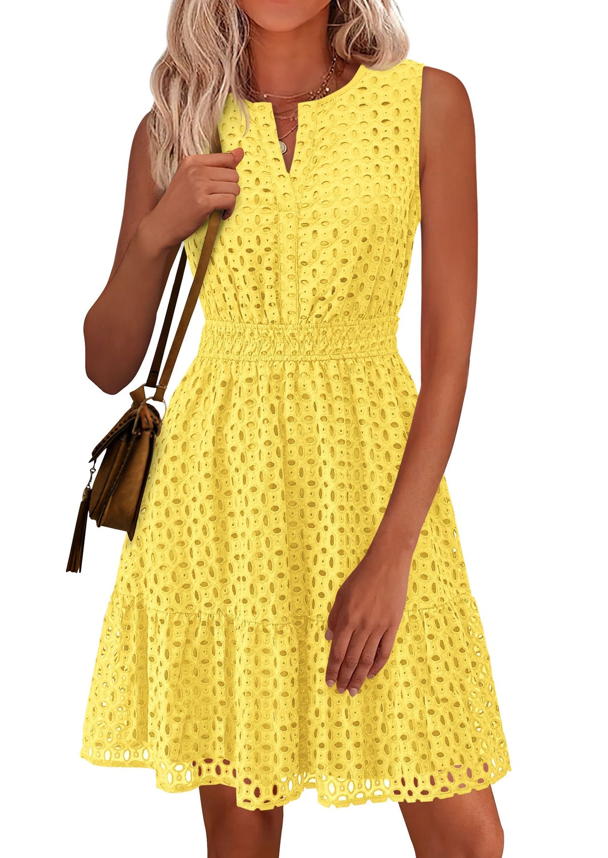 PRETTYGARDEN Women's Summer Eyelet A Line Short Dresses
