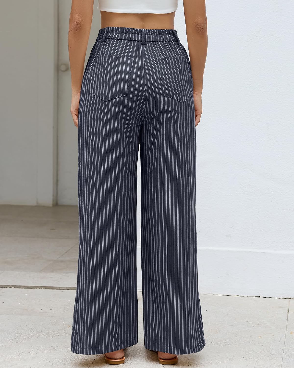 Bsubseach Womens Cotton Linen Pants Wide Leg Work Casual Pants