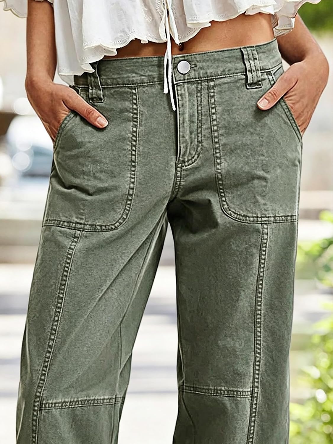 Flamingals Straight Leg Mid Waist Casual Styling Pants for Women