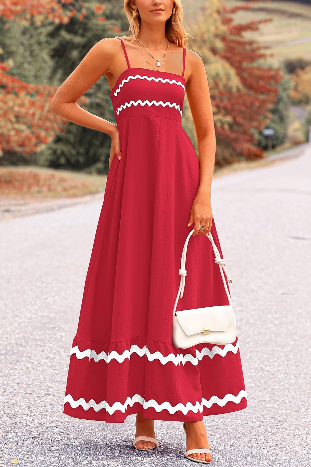 PRETTYGARDEN Women's Summer Spaghetti Strap Boho Maxi Dress
