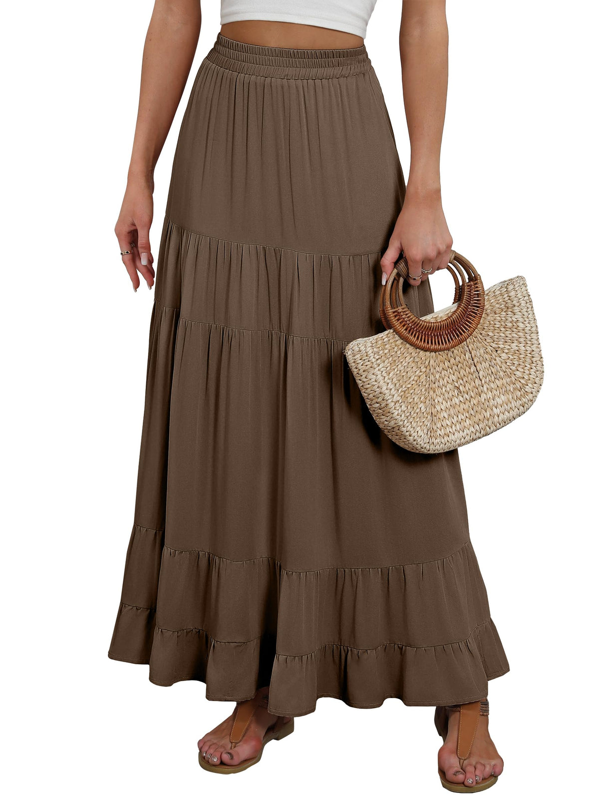 ANRABESS Women’s Summer Flowy Maxi Skirts with Pockets