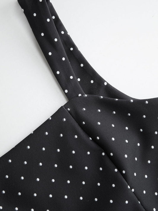 CIDER Womens Polka Dot Going Out Dress Cute Summer Date Night Square Neck Sleeveless Mini Dress
