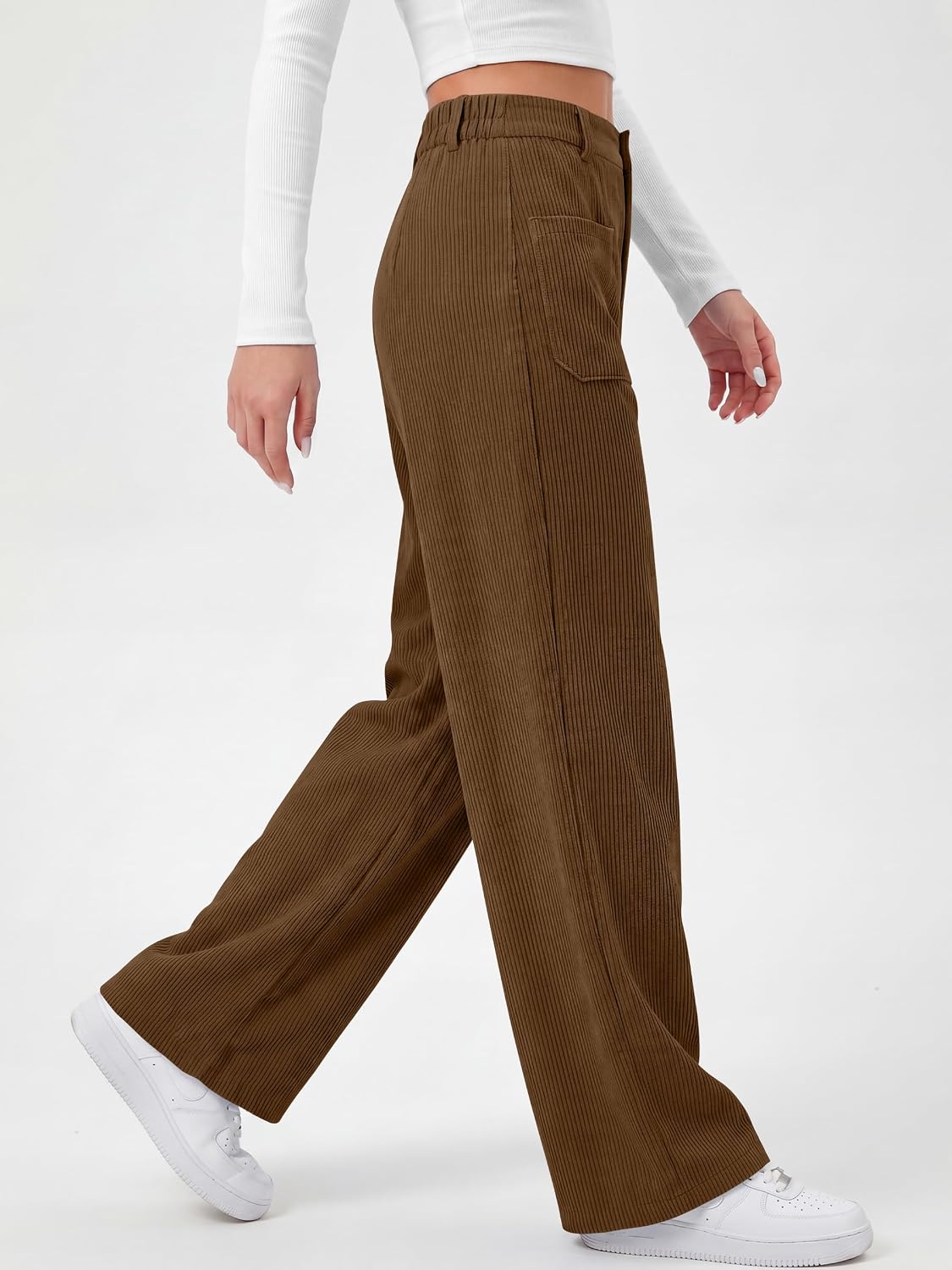 ANRABESS Womens High Waisted Wide Leg Corduroy Casual Pants