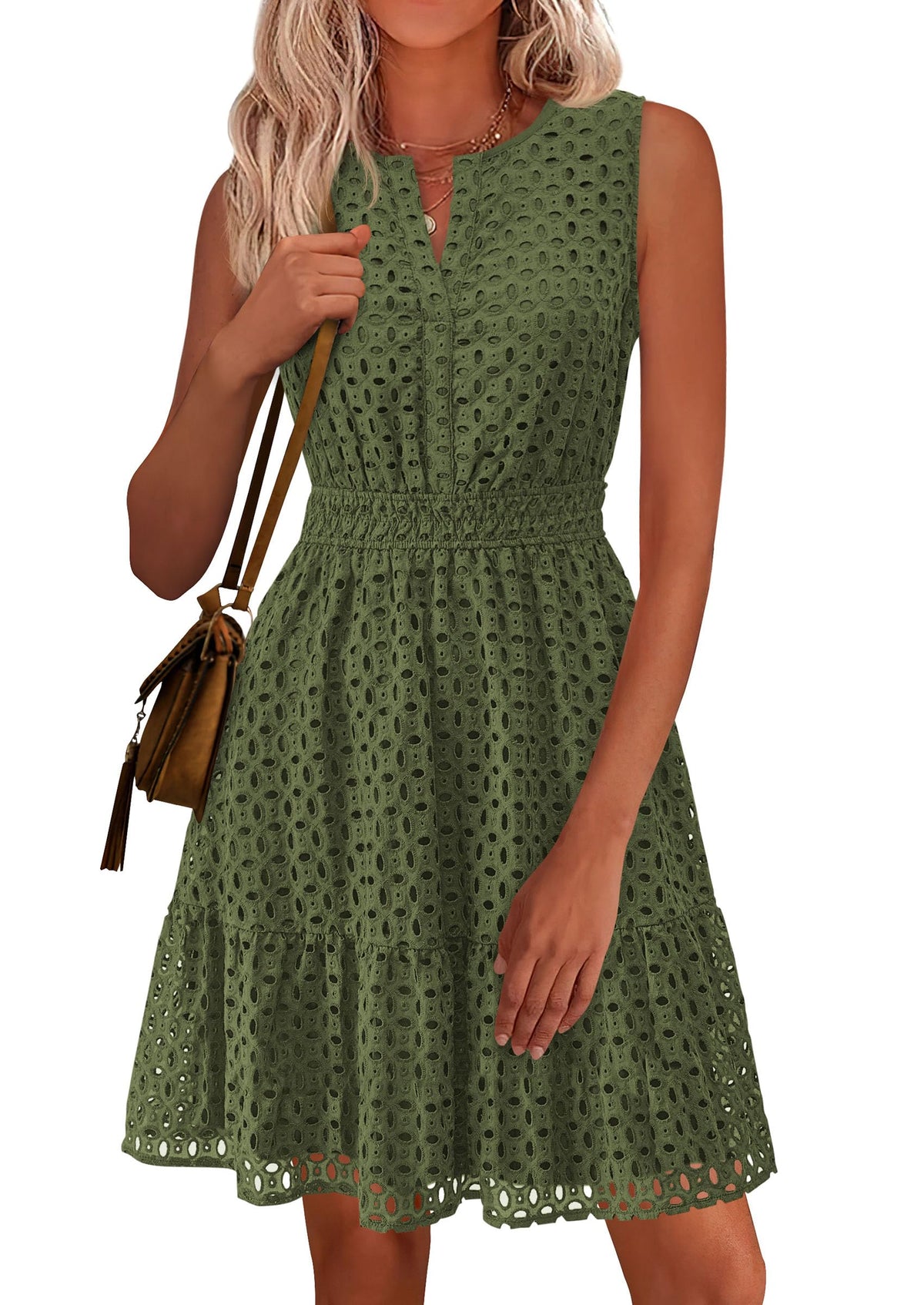 PRETTYGARDEN Women's Summer Eyelet A Line Short Dresses