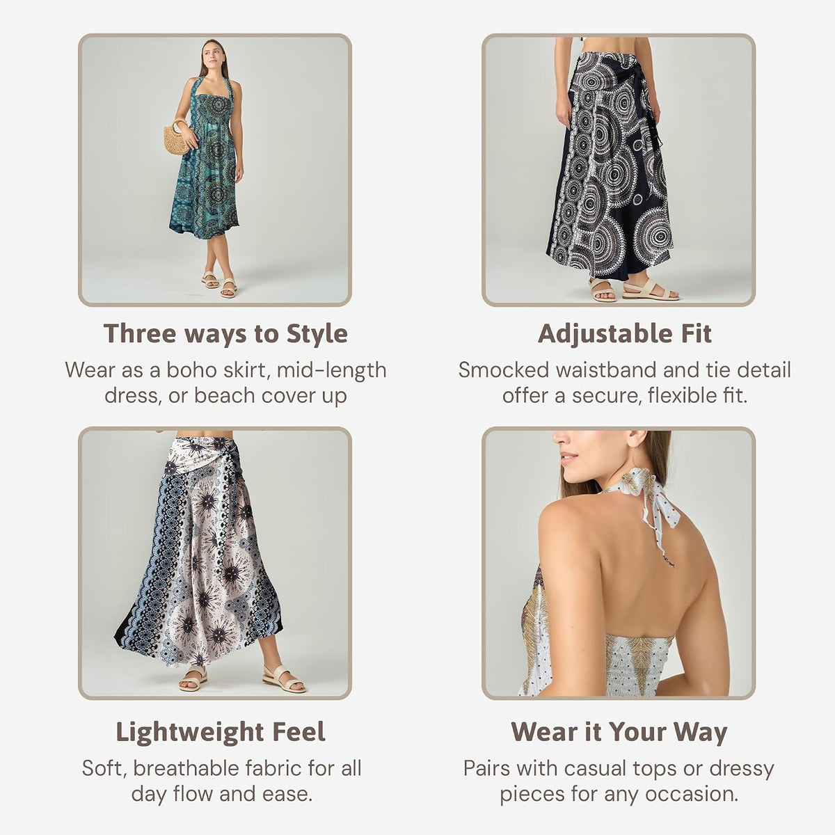 Joob Joob Long Boho Skirts for Women - Bohemian Hippie Maxi Summer Skirt