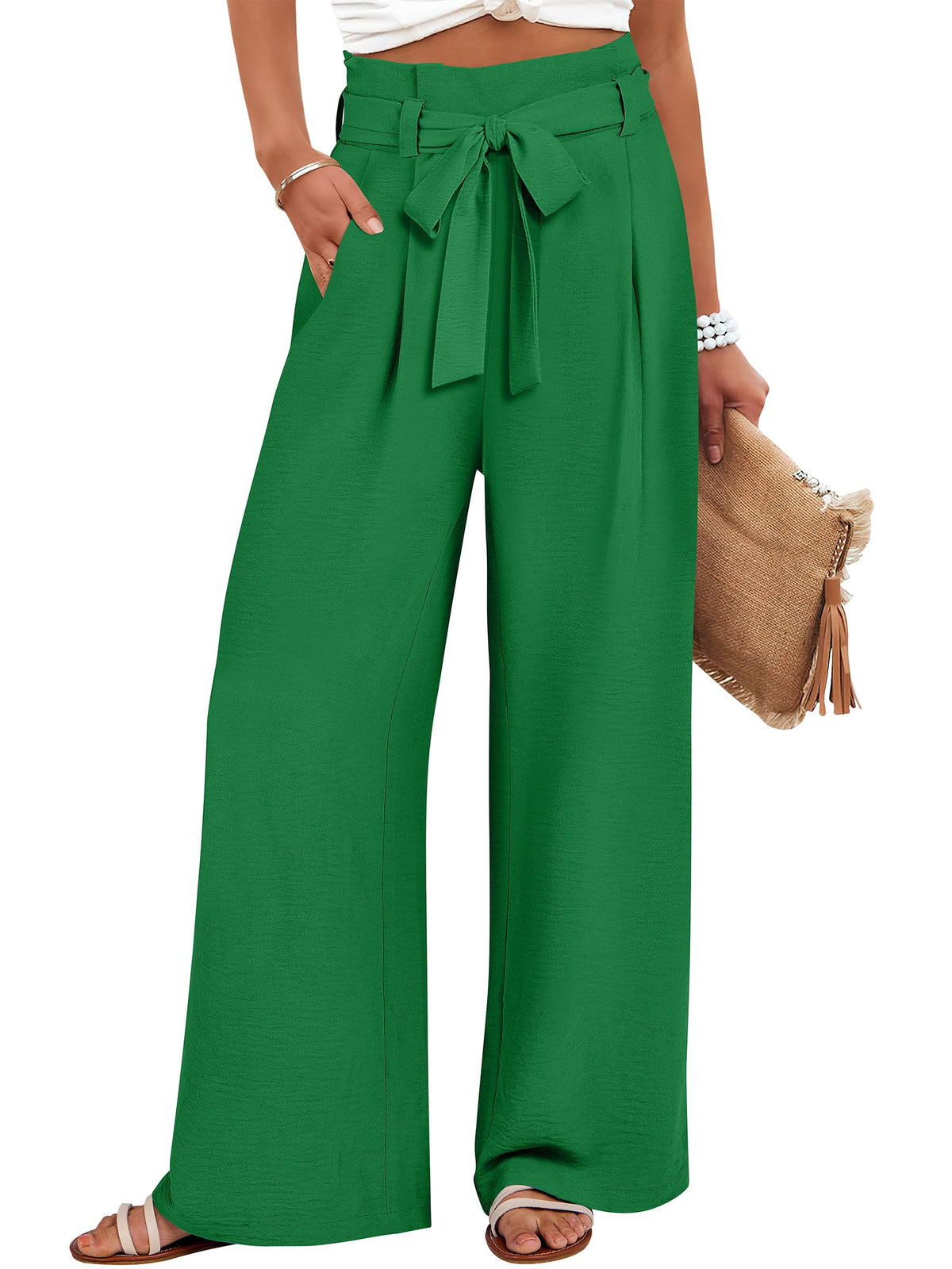 ANRABESS Womens Palazzo Wide Leg High Waisted Flowy Lounge Work Pants