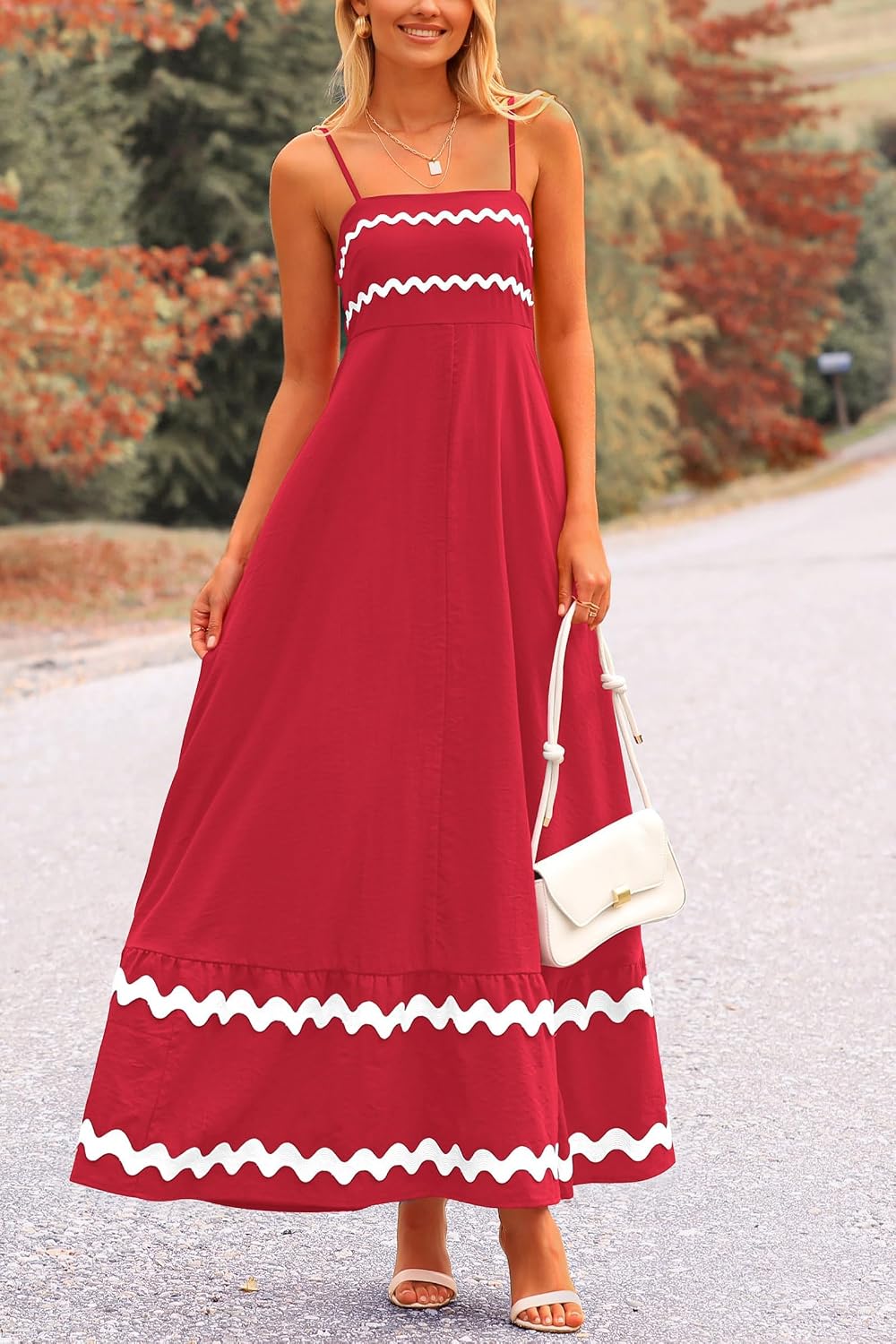 PRETTYGARDEN Women's Summer Spaghetti Strap Boho Maxi Dress