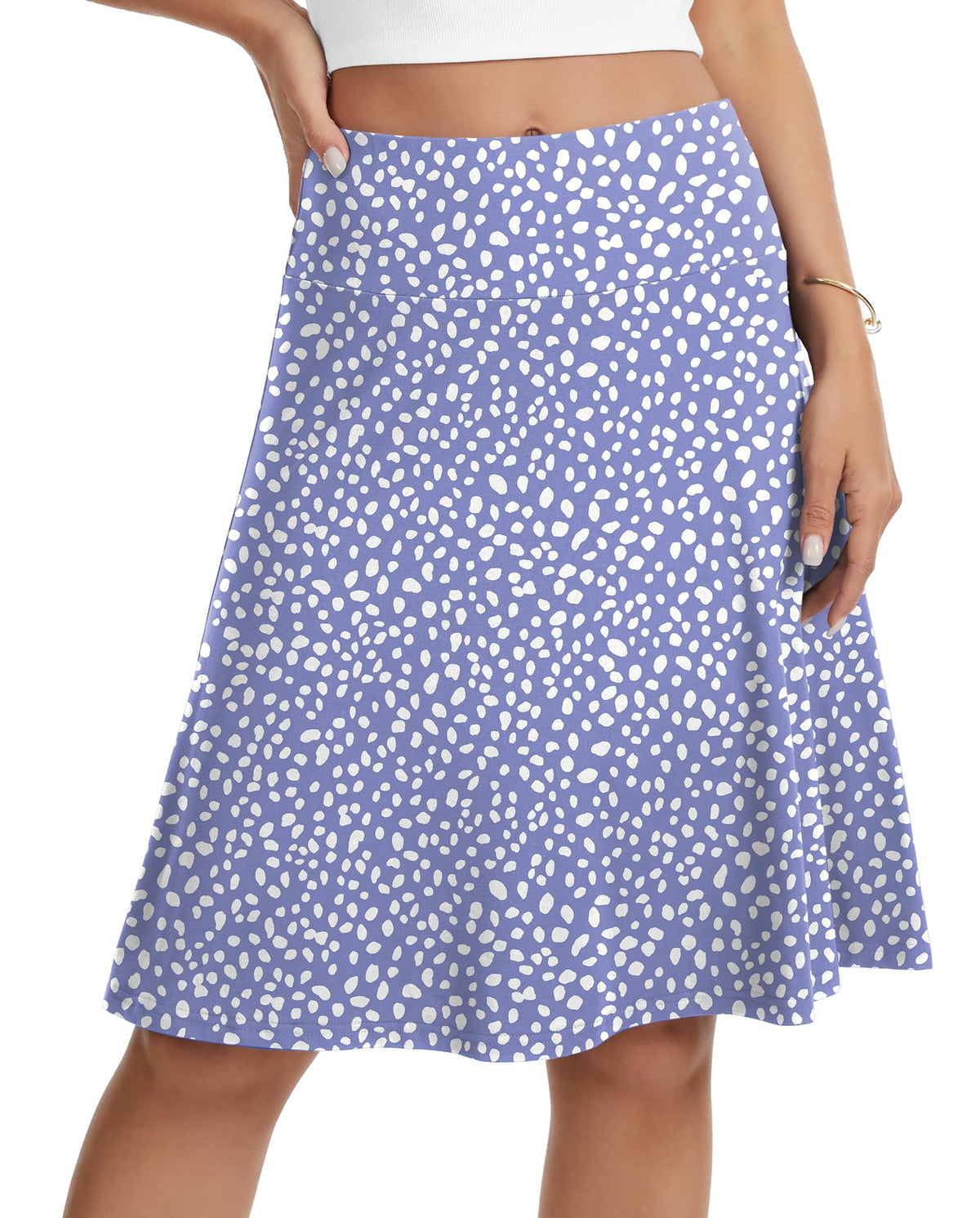 VIISHOW Women's Knee Length Skirt High Waisted Stretchy A-Line Skater Skirt Soft Knit Modest Casual Skirts for Daily Wear