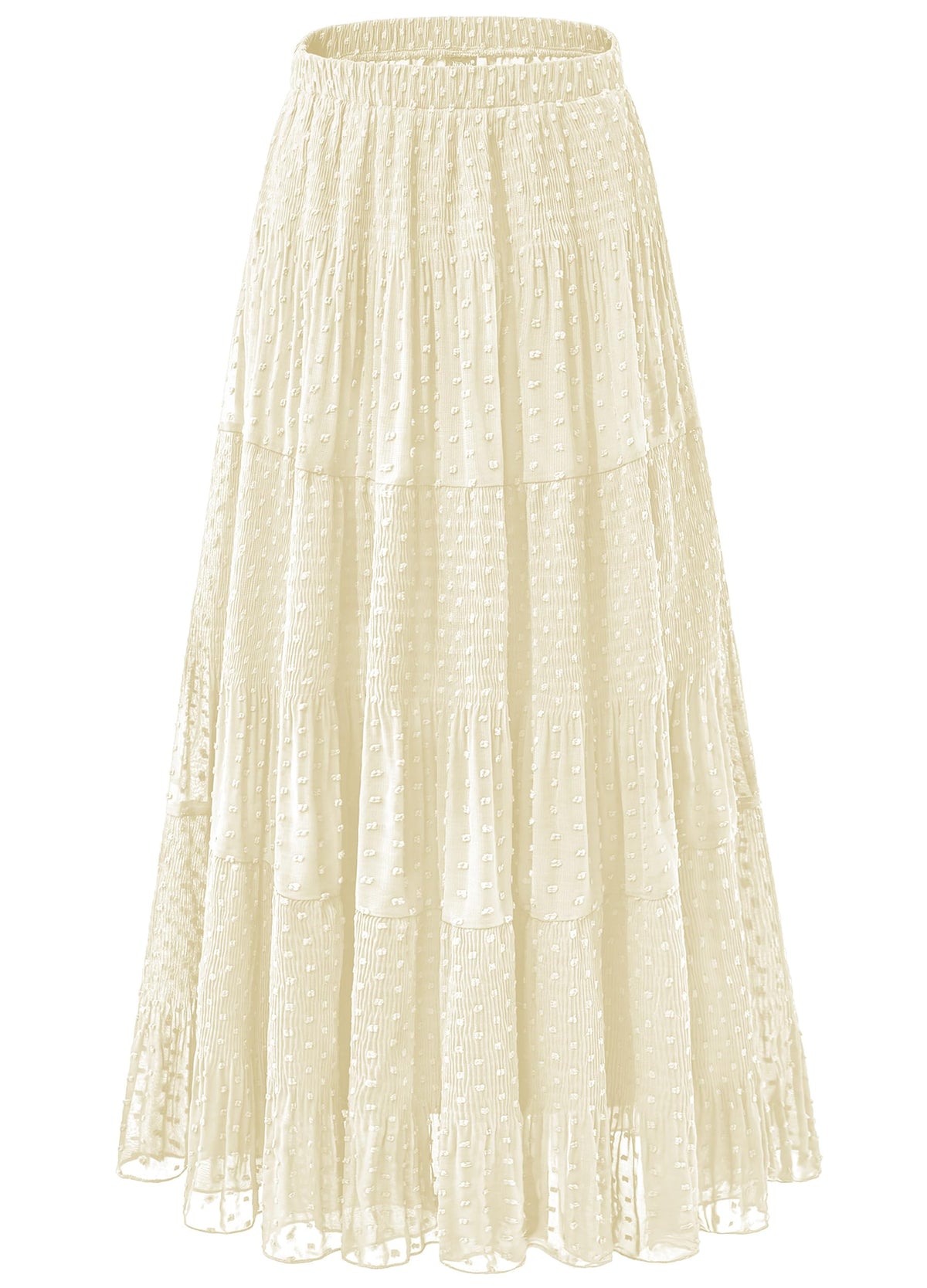 Women's Chiffon White Flowy Maxi Skirts Boho Summer Elastic Waisted Pleated A Line Long Skirt for Women 2026