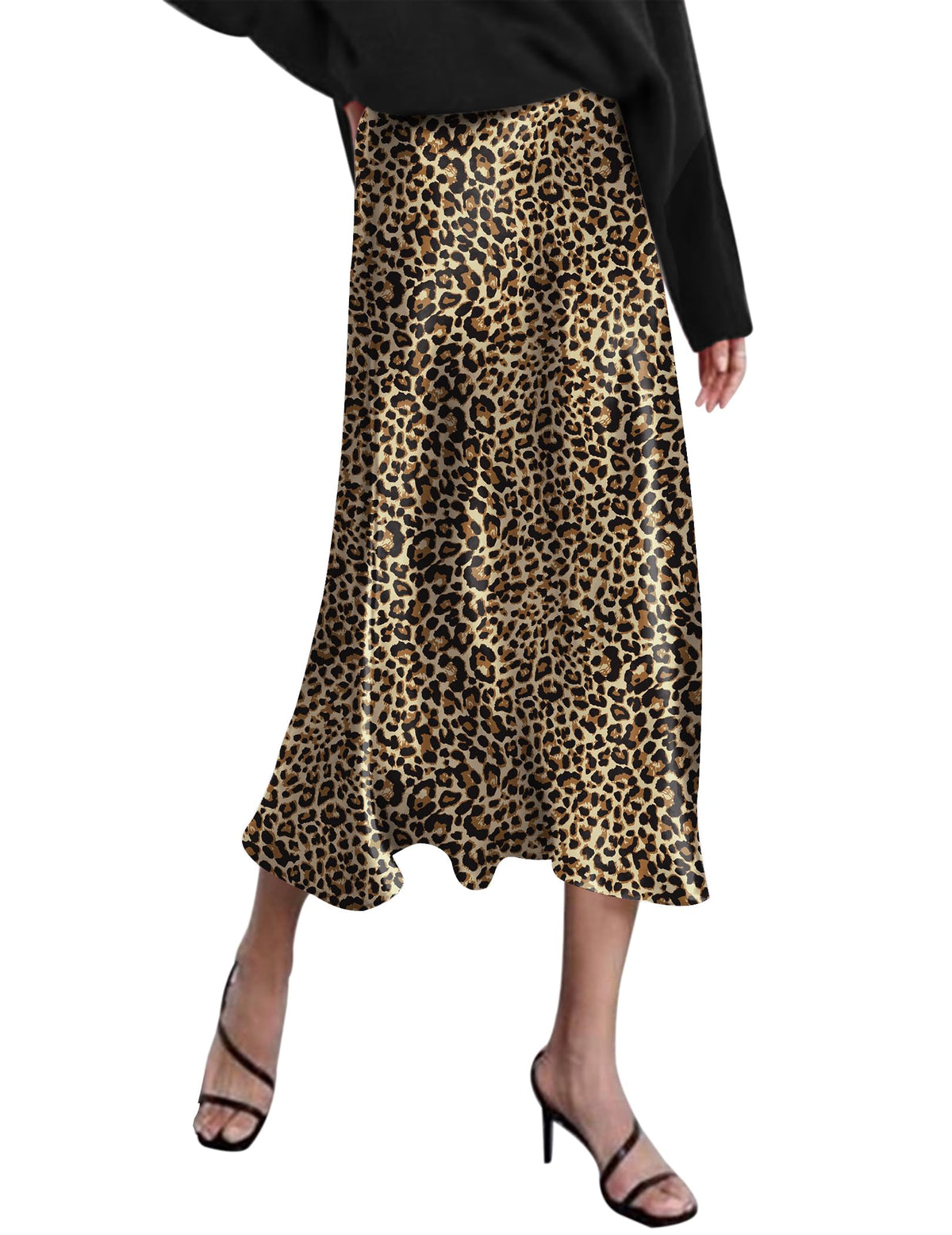 Zeagoo Skirts for Women High Waist Skirt Elegant Midi Skirt Satin